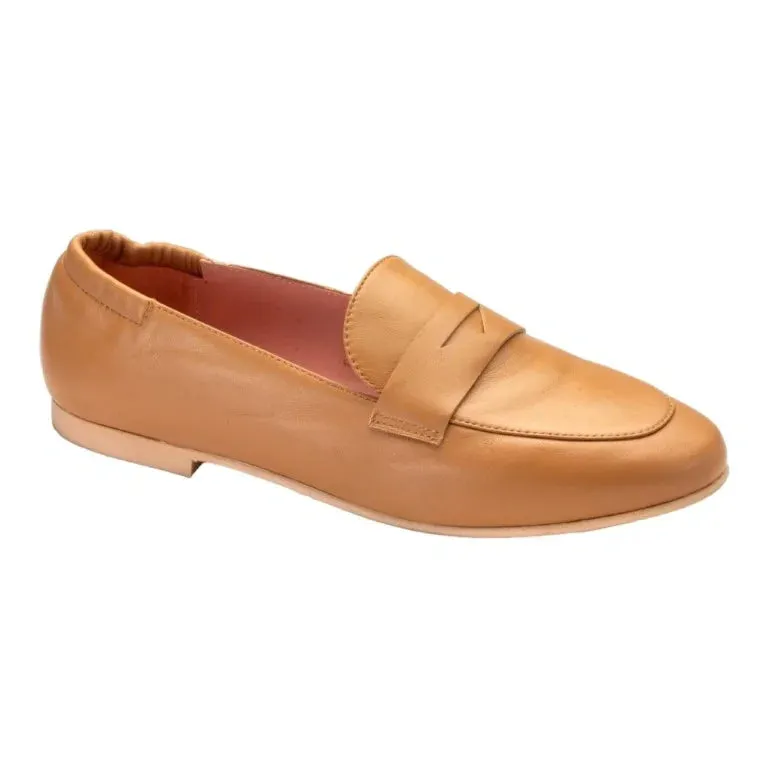 48962 - Tan Soft Leather Flat Loafer for Teen/Women by Pretty Ballerinas