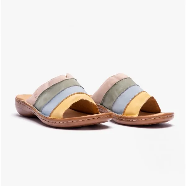 60873-90 Ladies Striped Mules Multi