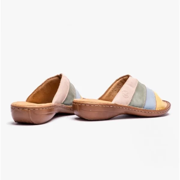 60873-90 Ladies Striped Mules Multi