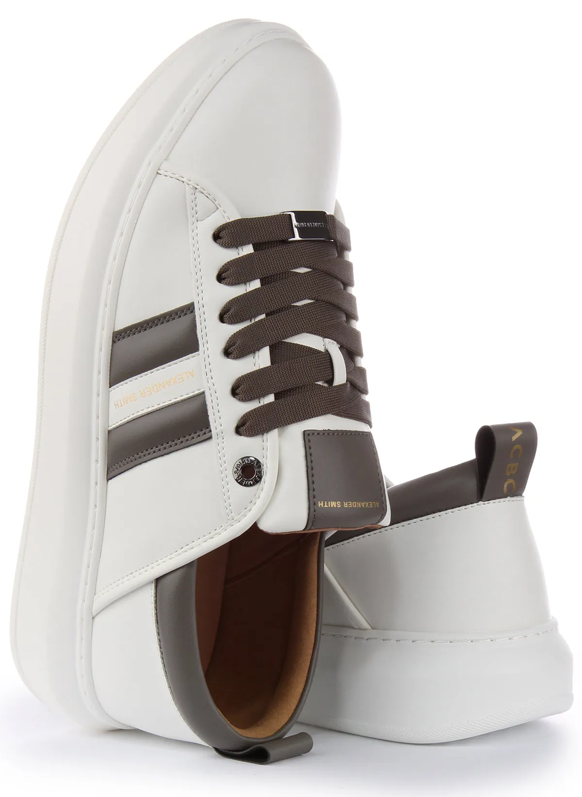 Alexander Smith Trainers In White Grey For Men