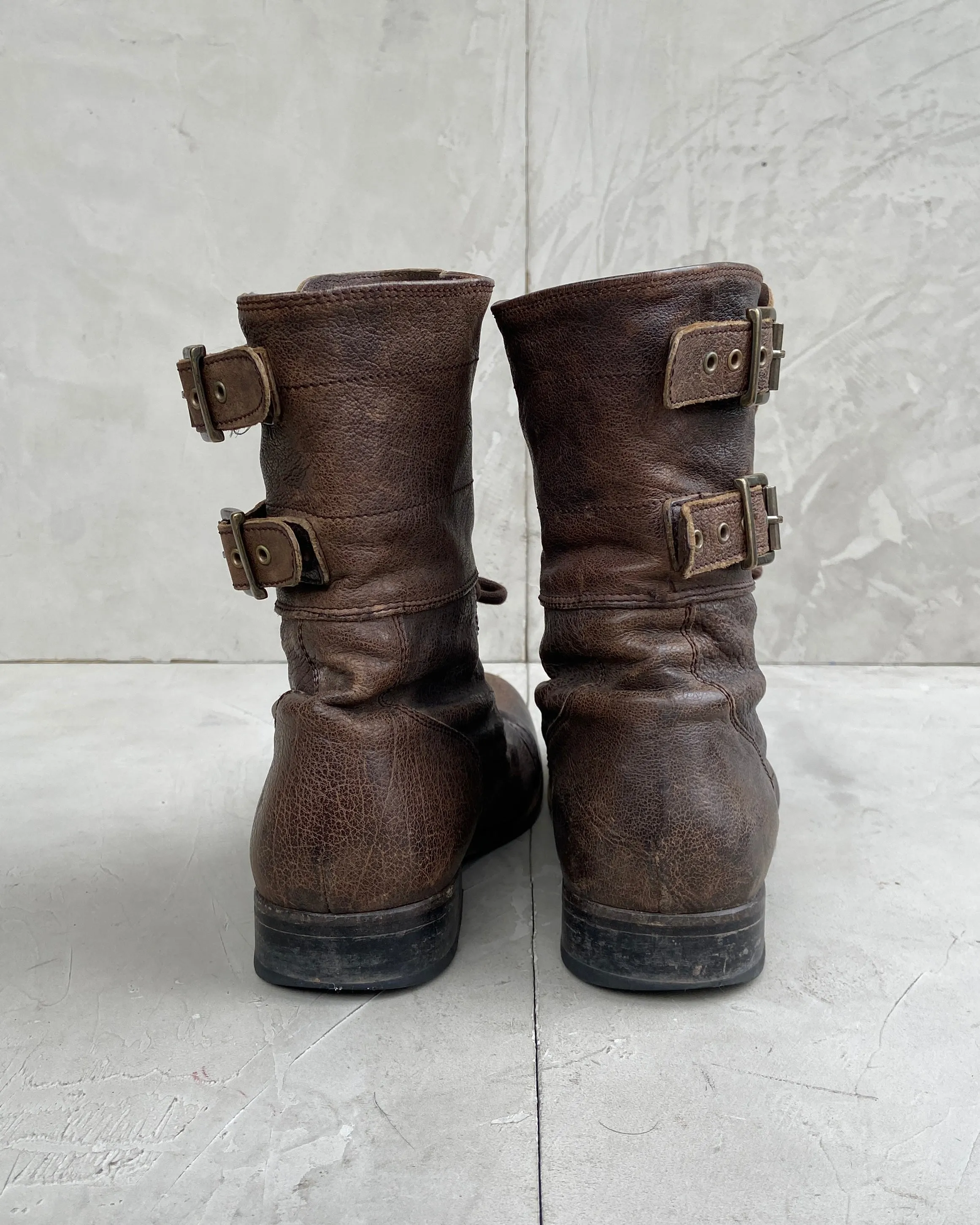 ALL SAINTS 90'S LEATHER MILITARY BOOTS - UK 10 / EU 45.5