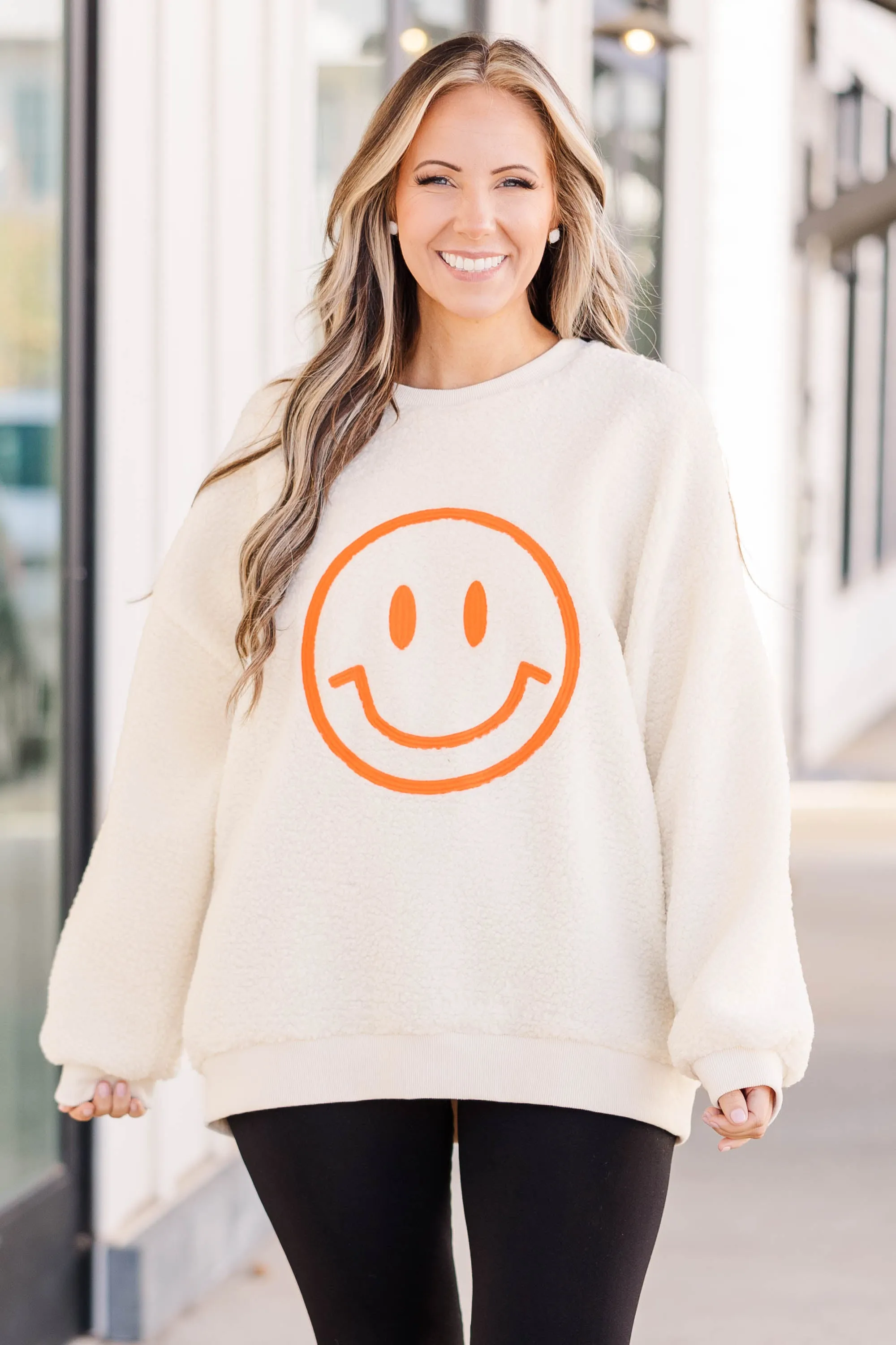 All Smiles Pullover, Cream