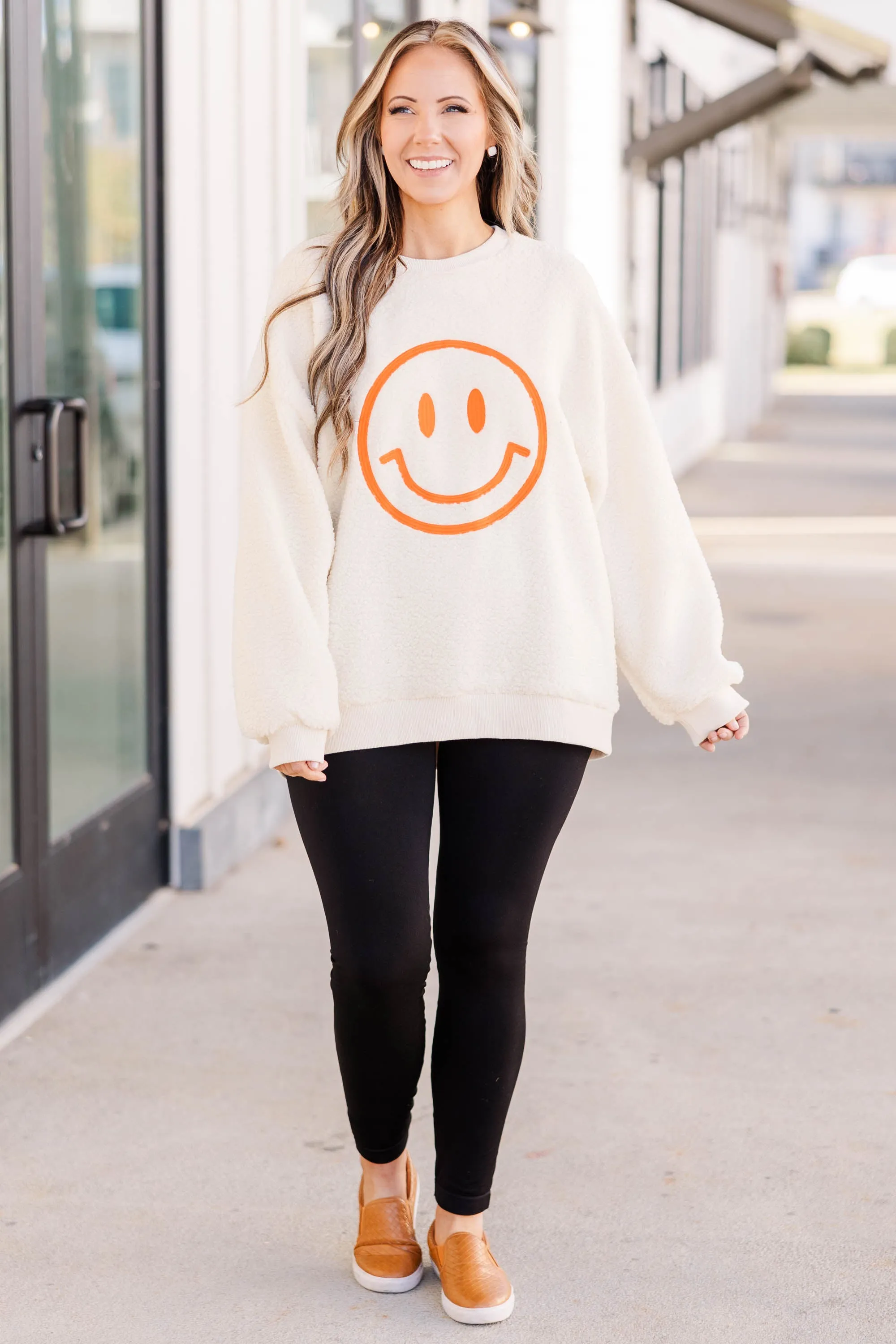 All Smiles Pullover, Cream