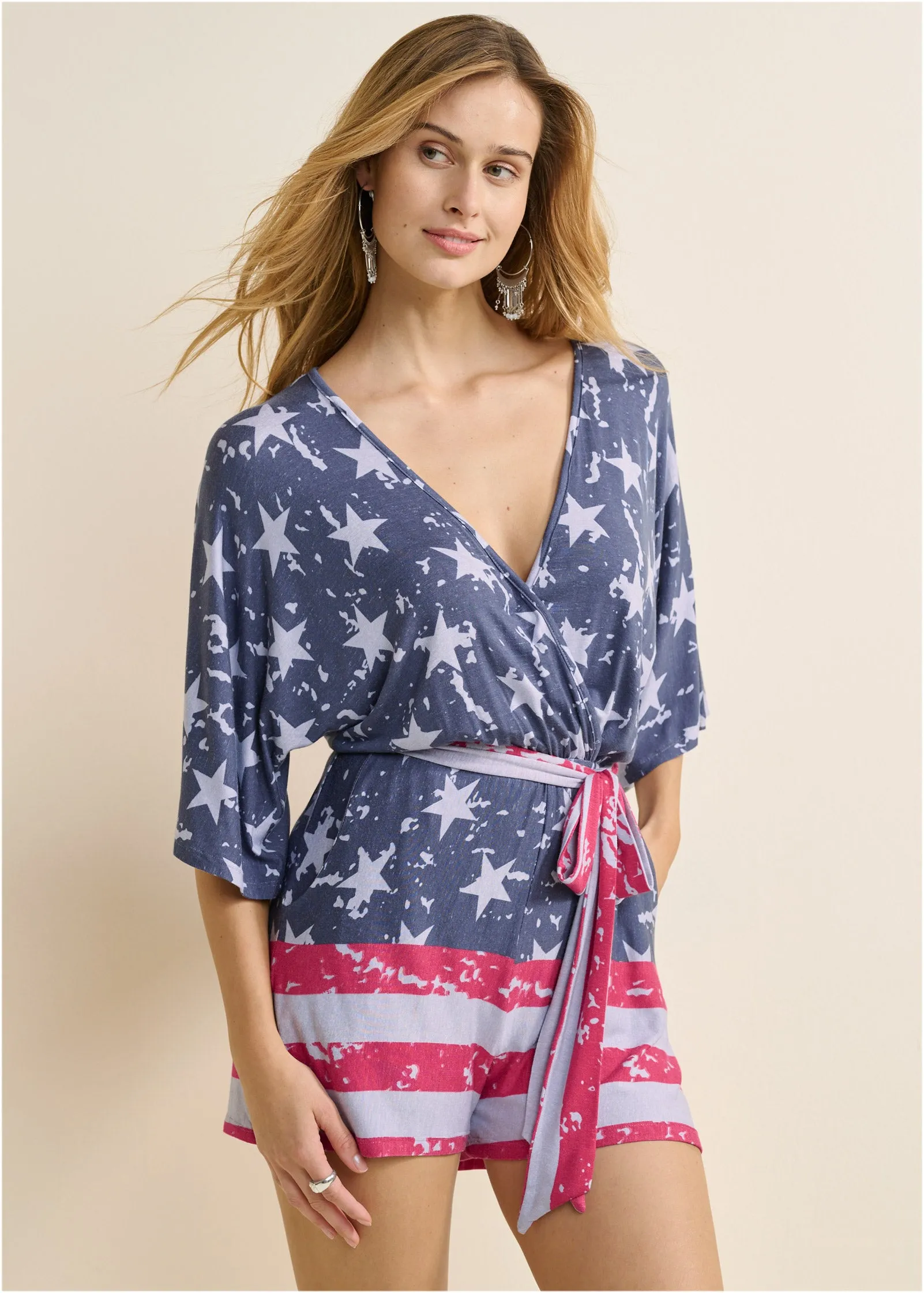 Americana Romper  - Blue Multi