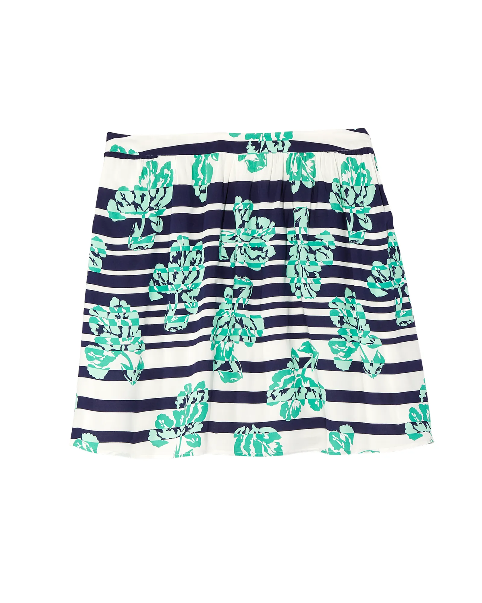 Aster Gathered A-Line Skirt | Navy / Kelly Green