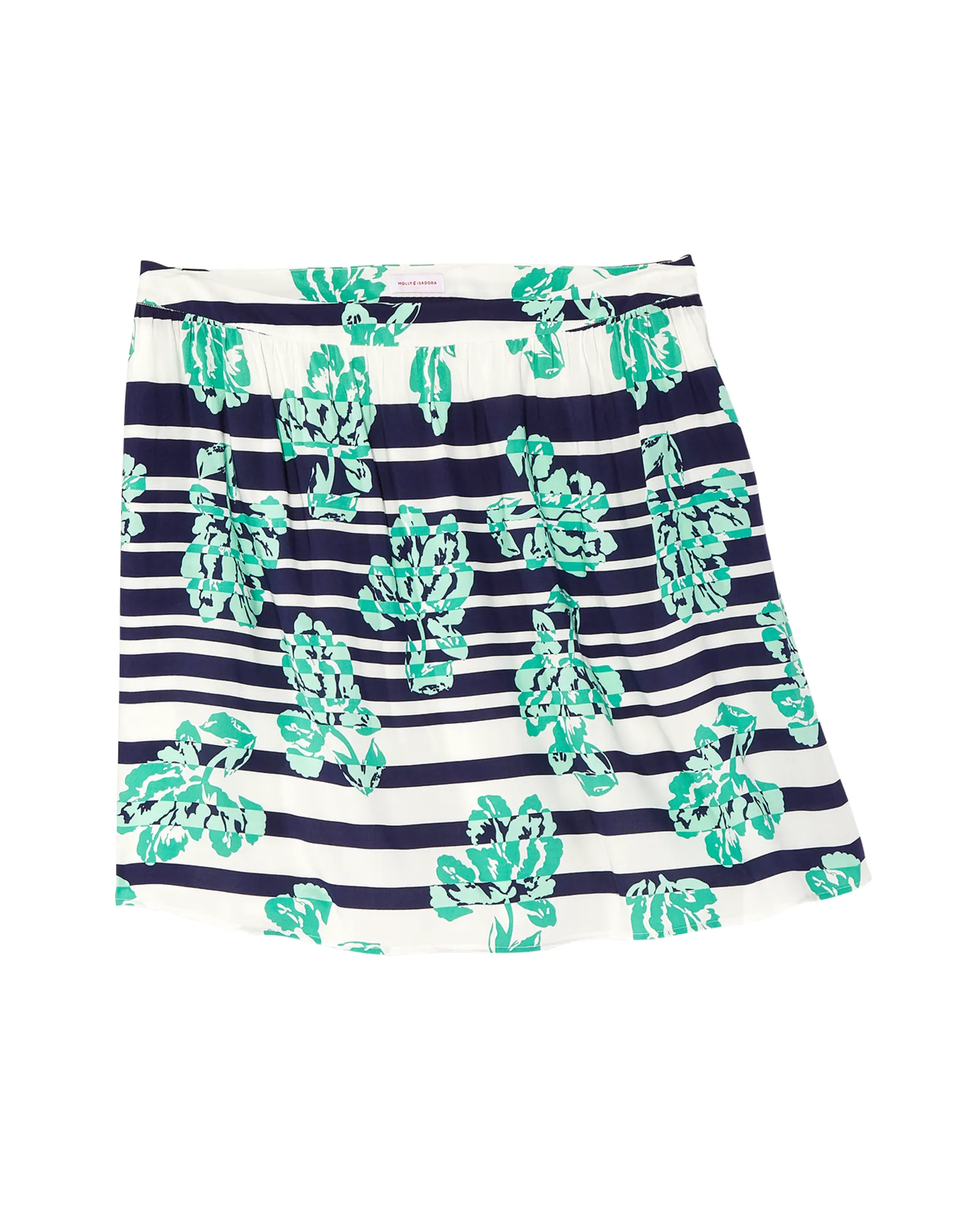 Aster Gathered A-Line Skirt | Navy / Kelly Green