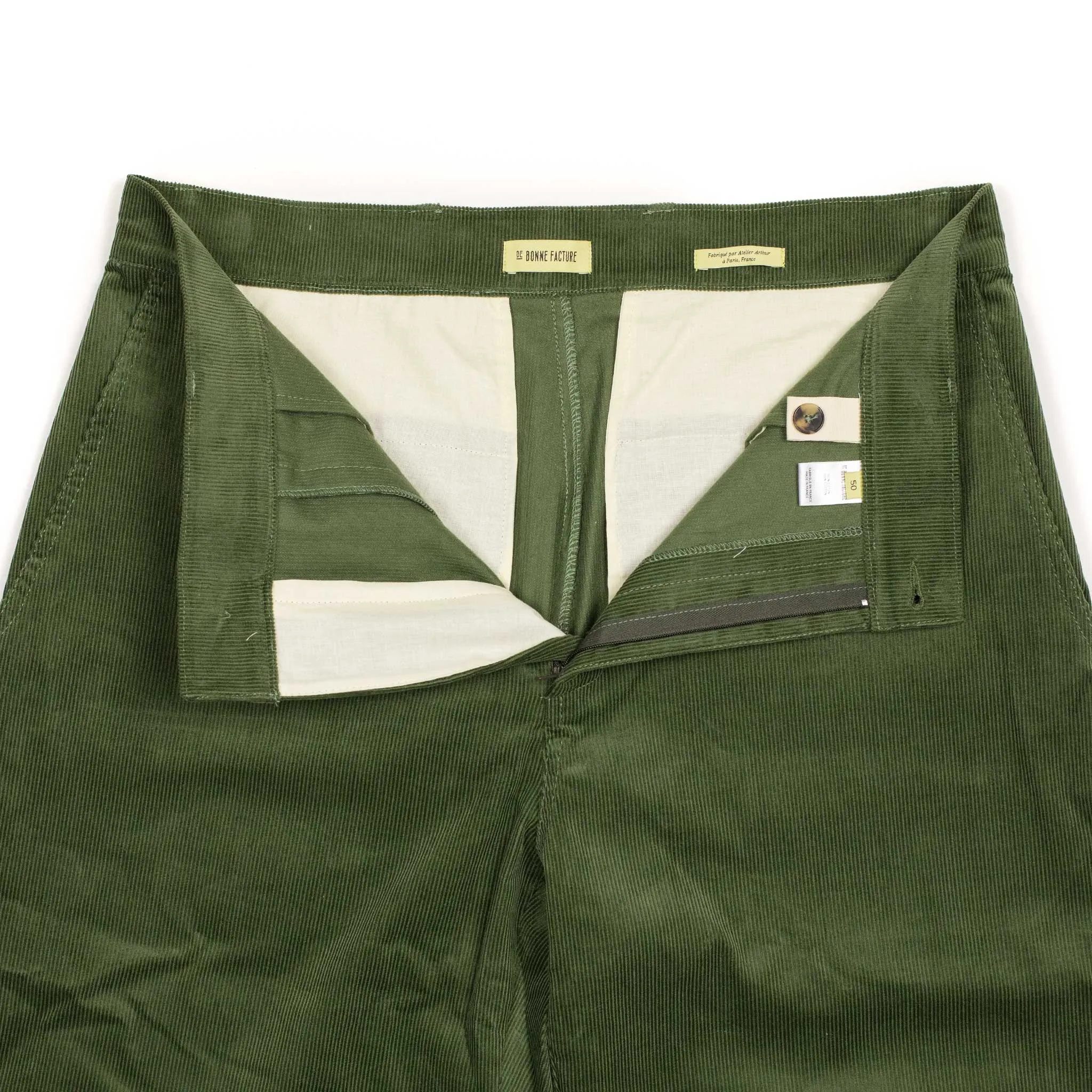 Balloon trousers in verte cotton corduroy