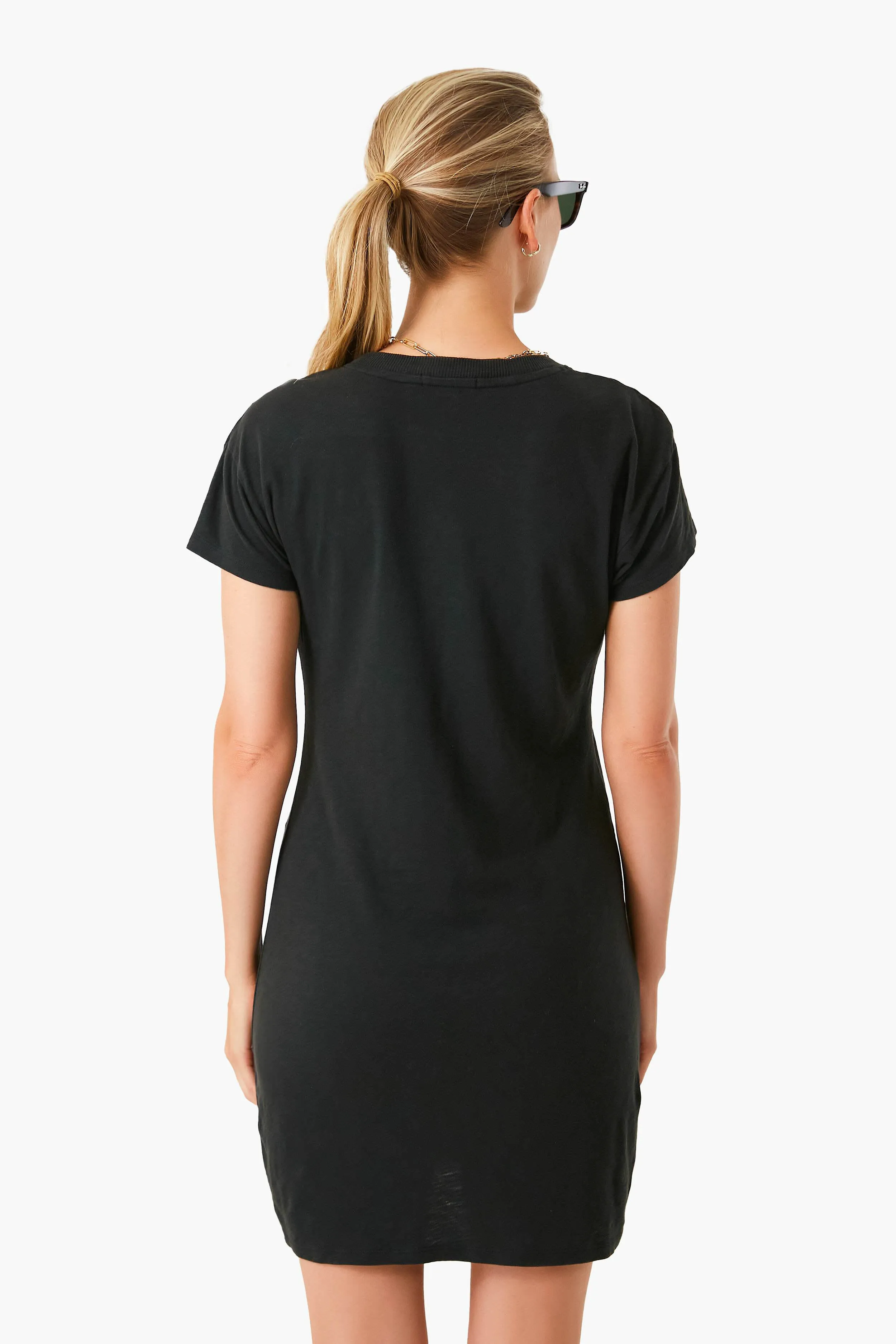 Black Modern Slub Tee Dress