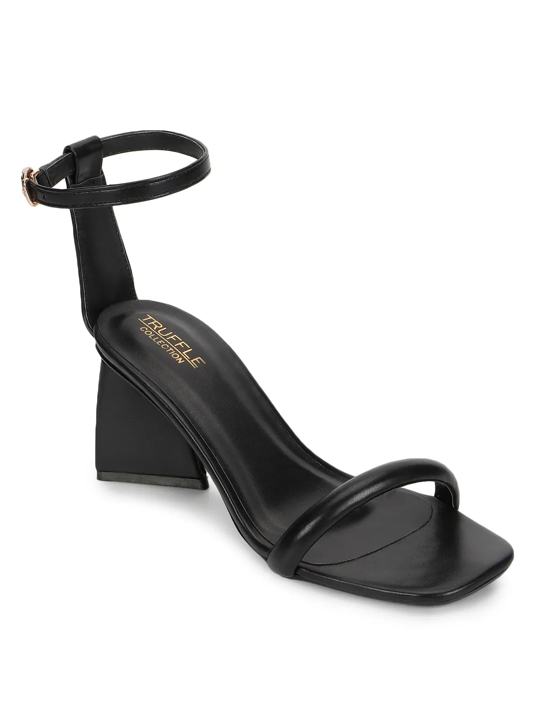 Black PU Strappy Block Sandals (TC-SLC-CR021-BLK)