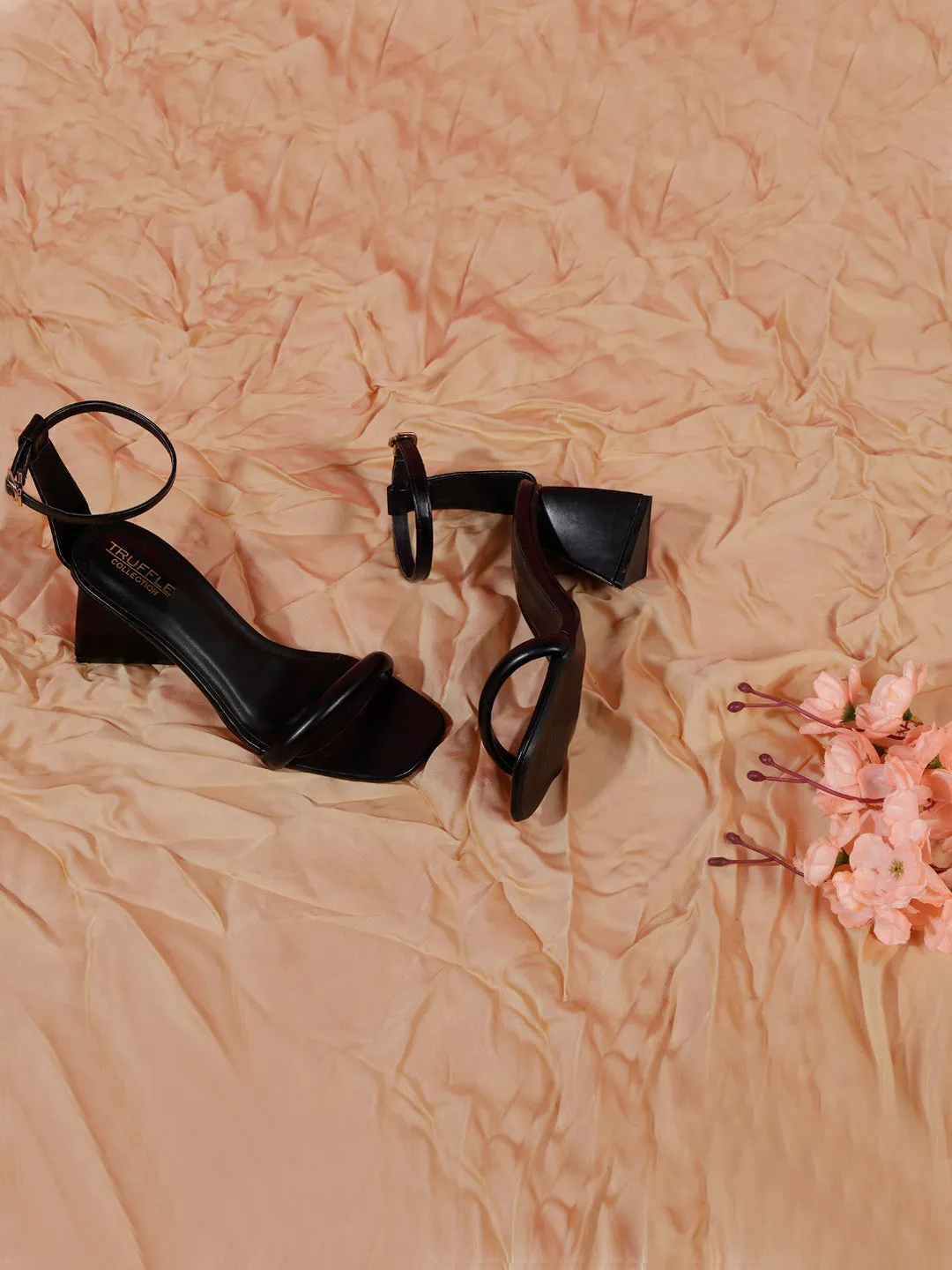 Black PU Strappy Block Sandals (TC-SLC-CR021-BLK)