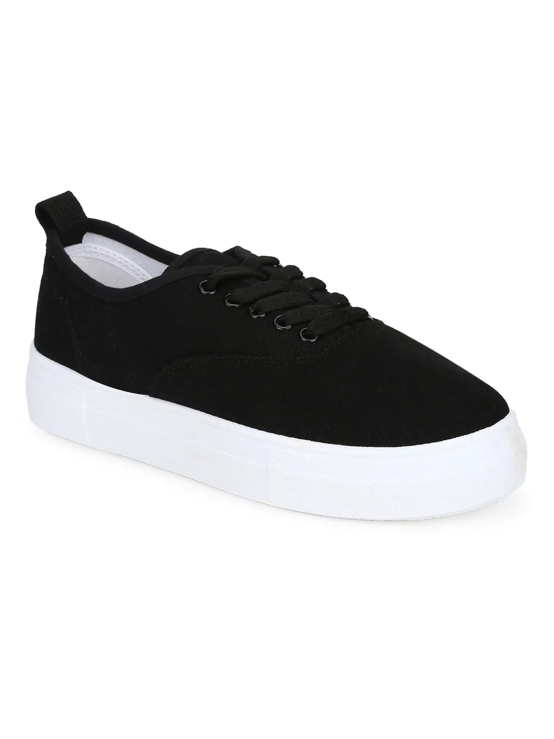 Black White Canvas Trainers