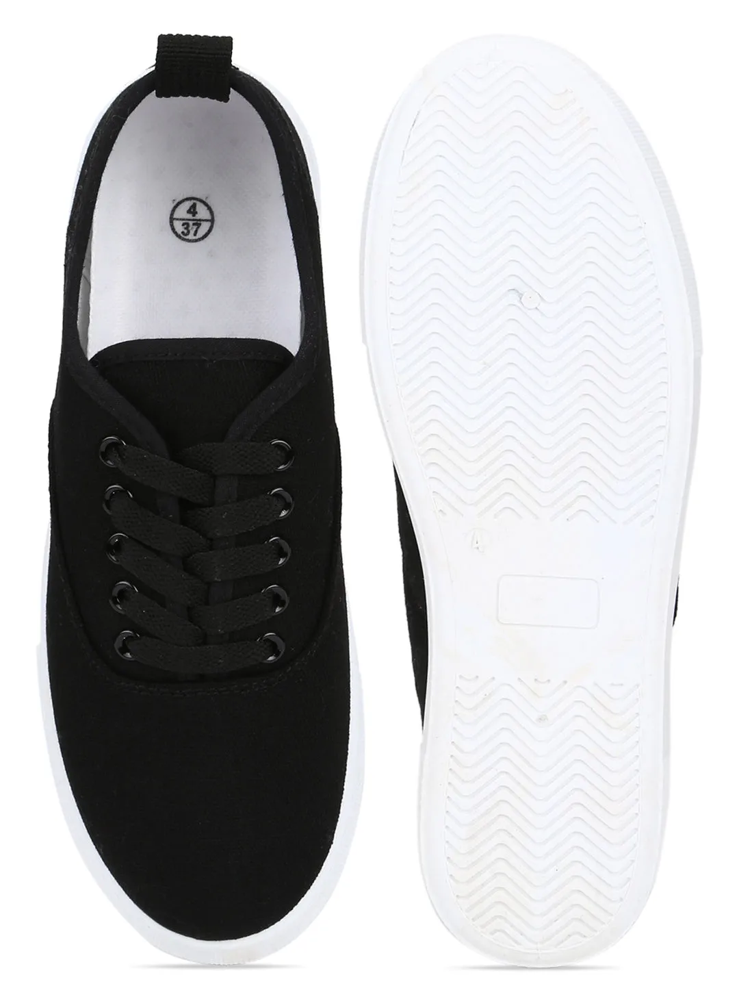 Black White Canvas Trainers