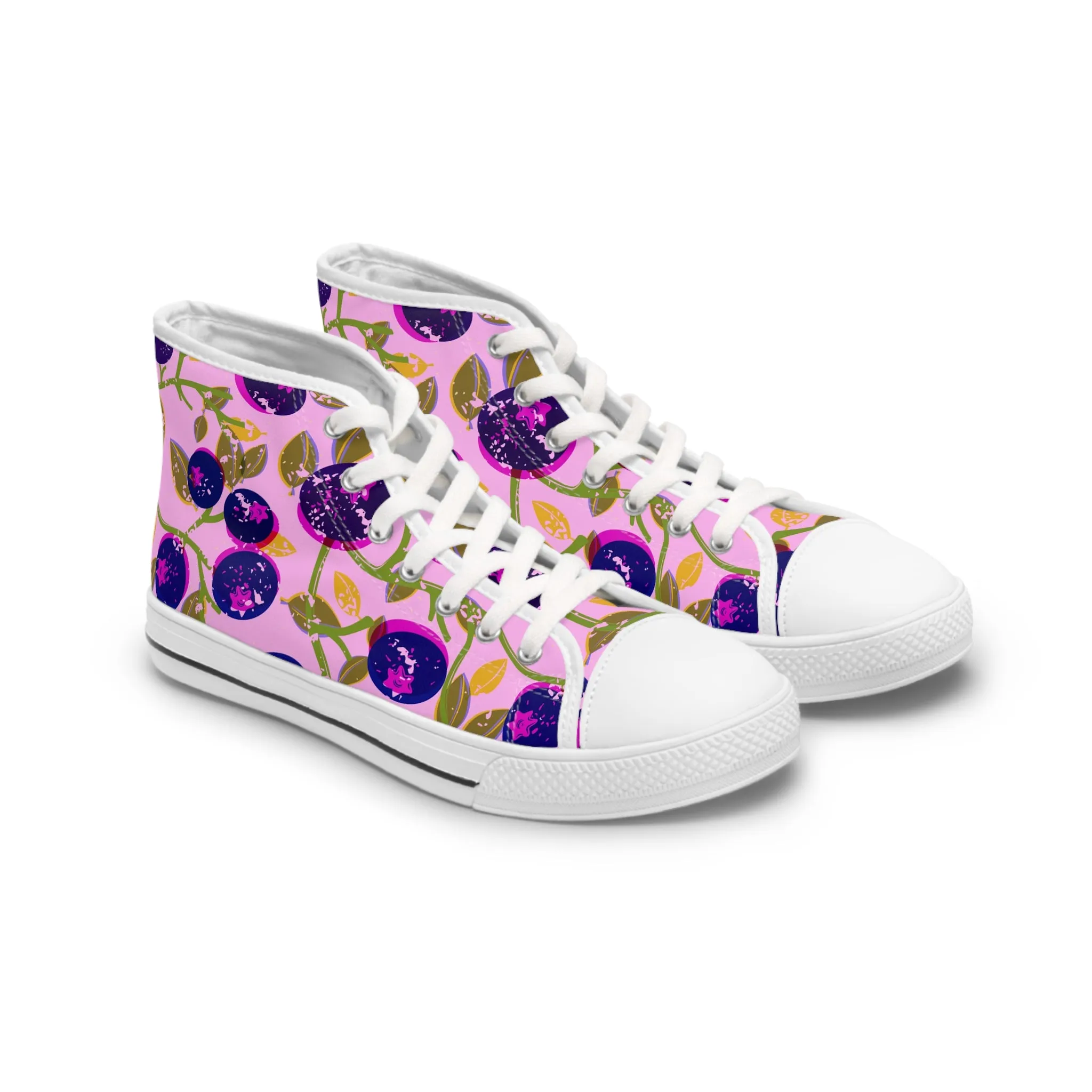 Blueberries and Leaves Women's High Top Sneakers