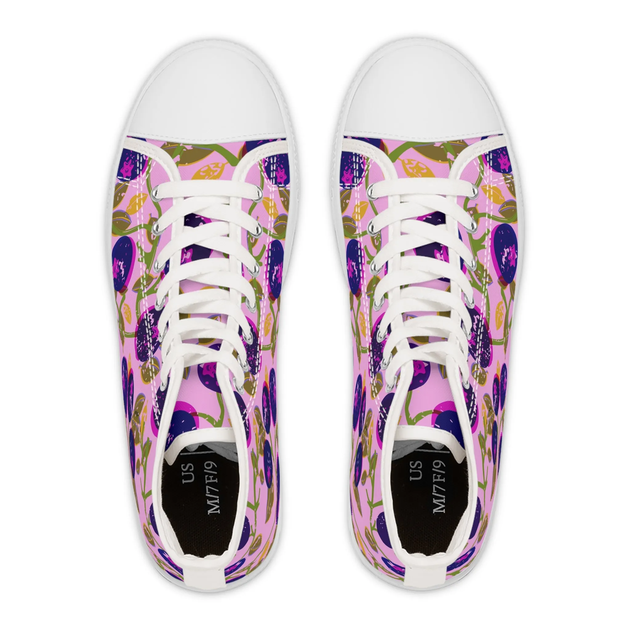 Blueberries and Leaves Women's High Top Sneakers