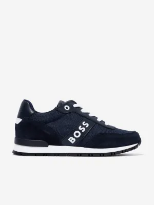 BOSS Boys Retro Runner Trainers in Navy