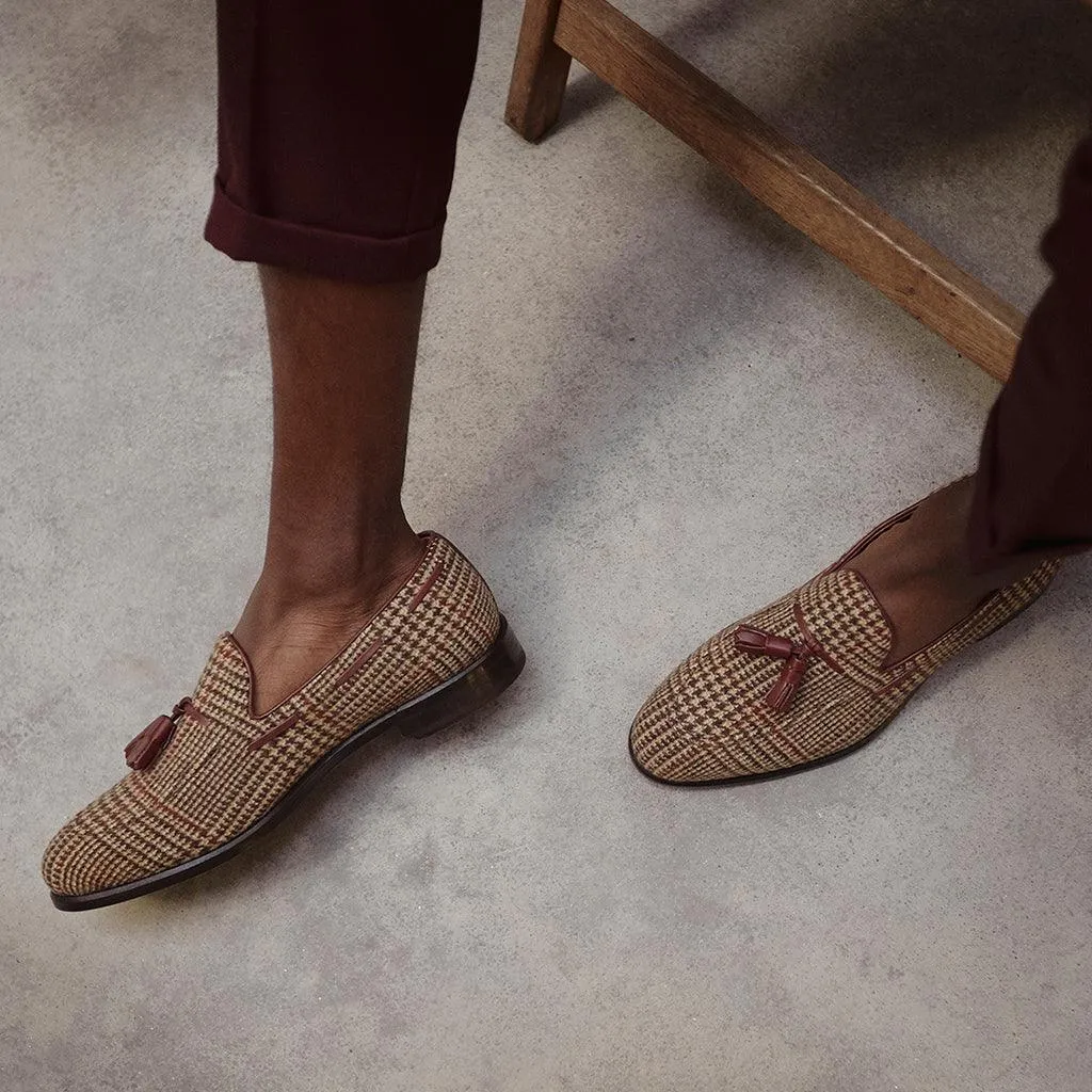 Brown Tweed Tassel Loafer