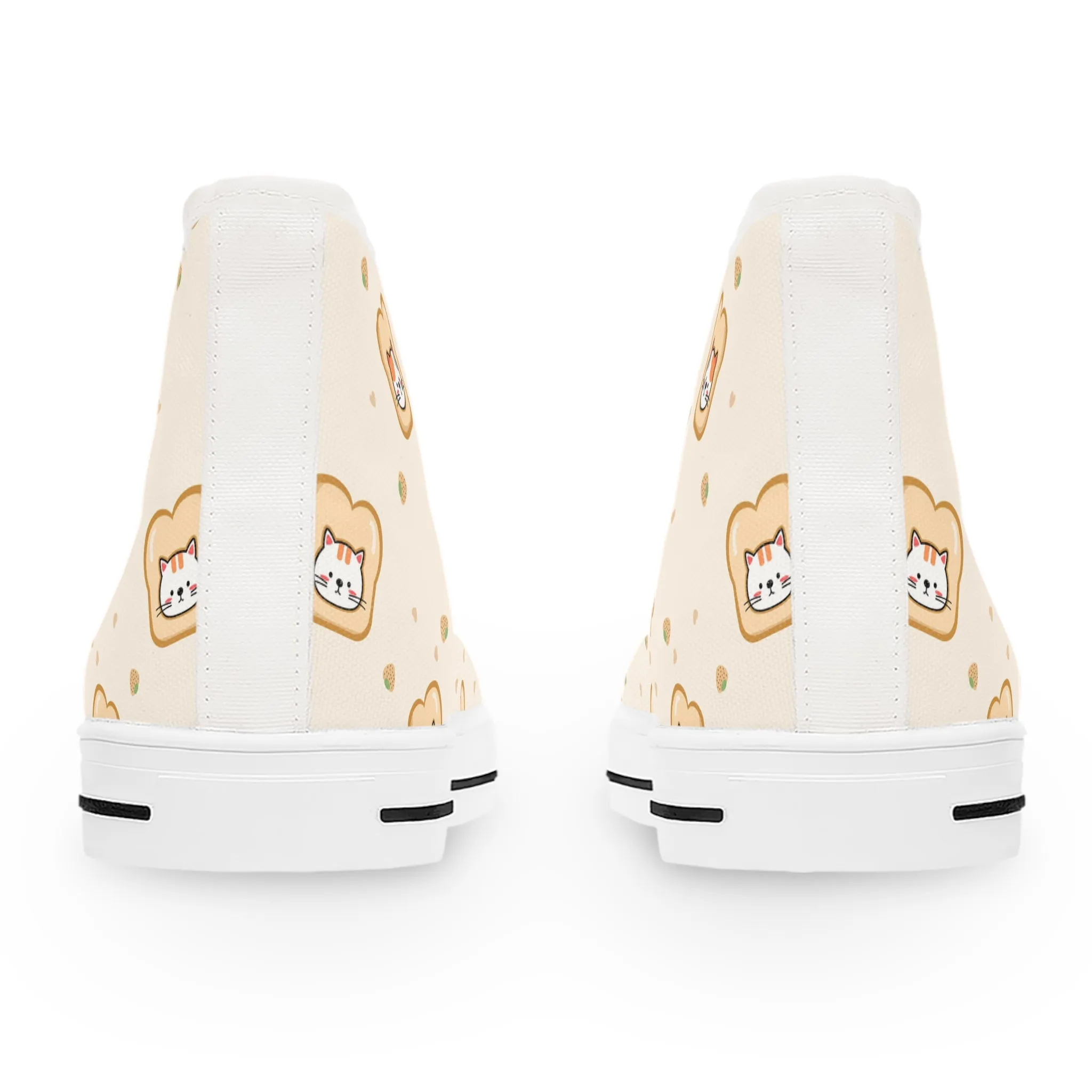 Cat Face on Bread Women's High Top Sneakers