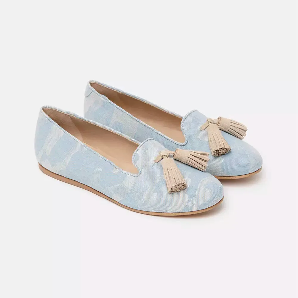 Charles Philip Elegant Light Blue Camouflage Loafers