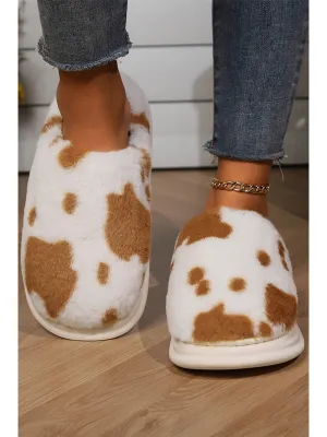 Chestnut Animal Spot Winter Plush Home Slippers