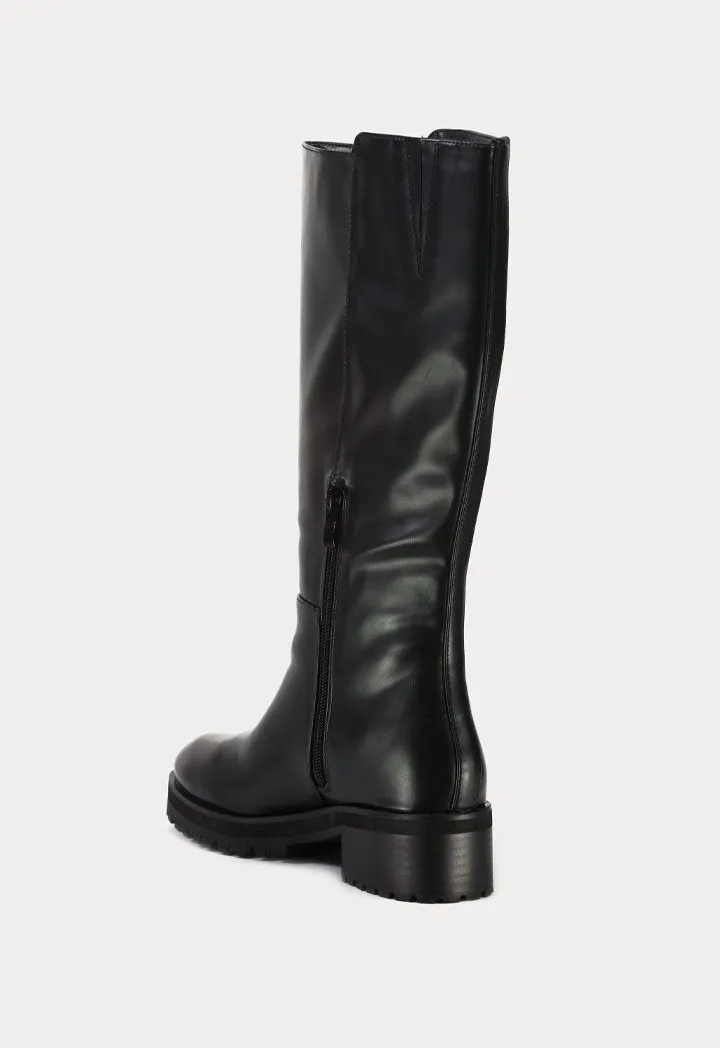 Choice High Riding Boots Side Half Zip Black