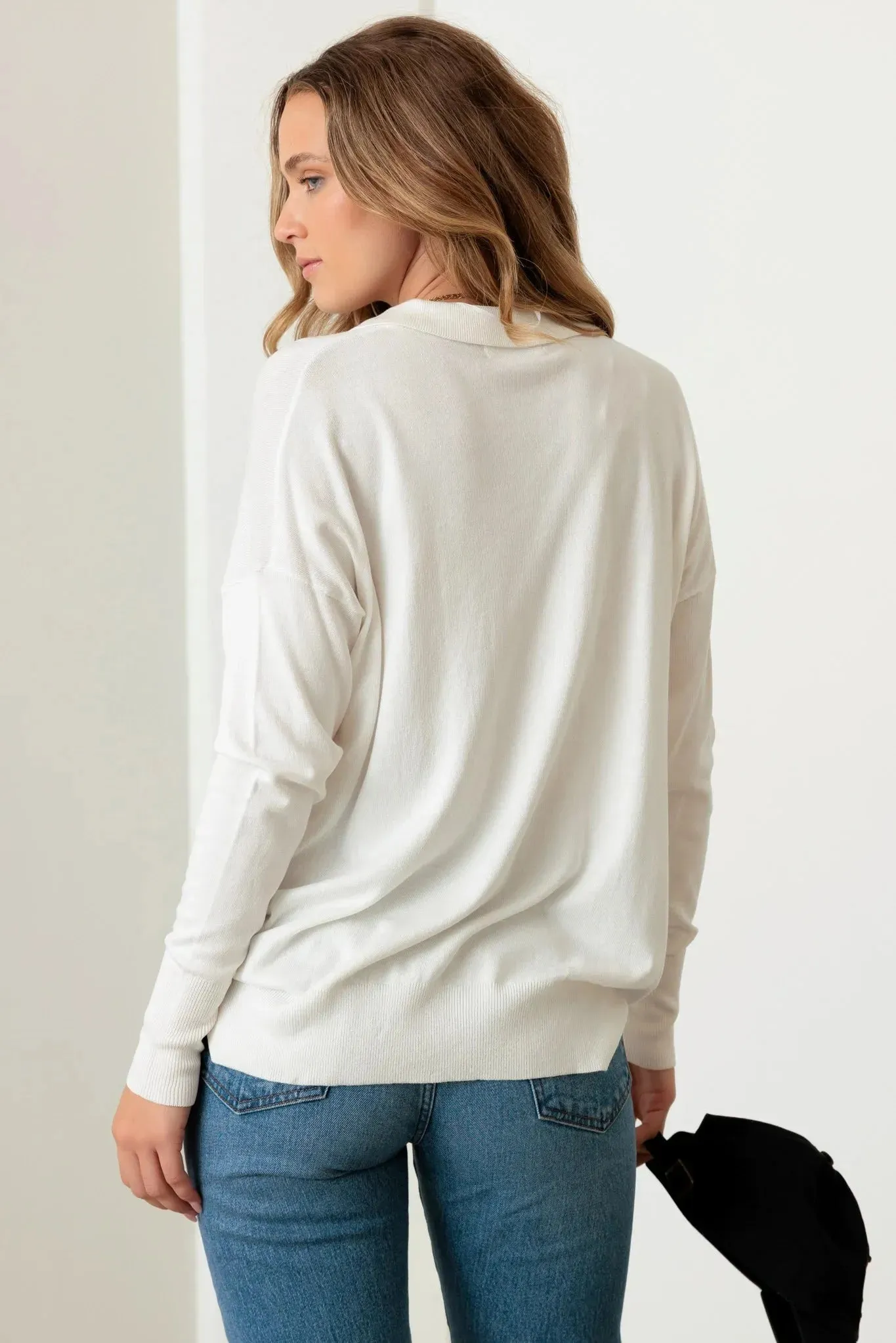 Collar Polo Soft Knit Sweater Top