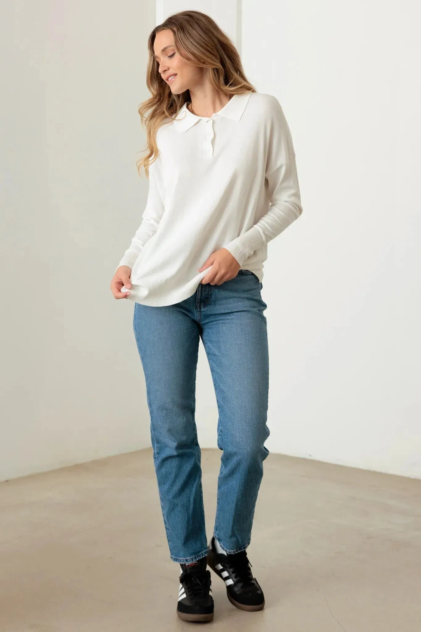 Collar Polo Soft Knit Sweater Top