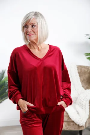 Curve Bordeaux Velour Lounge Top