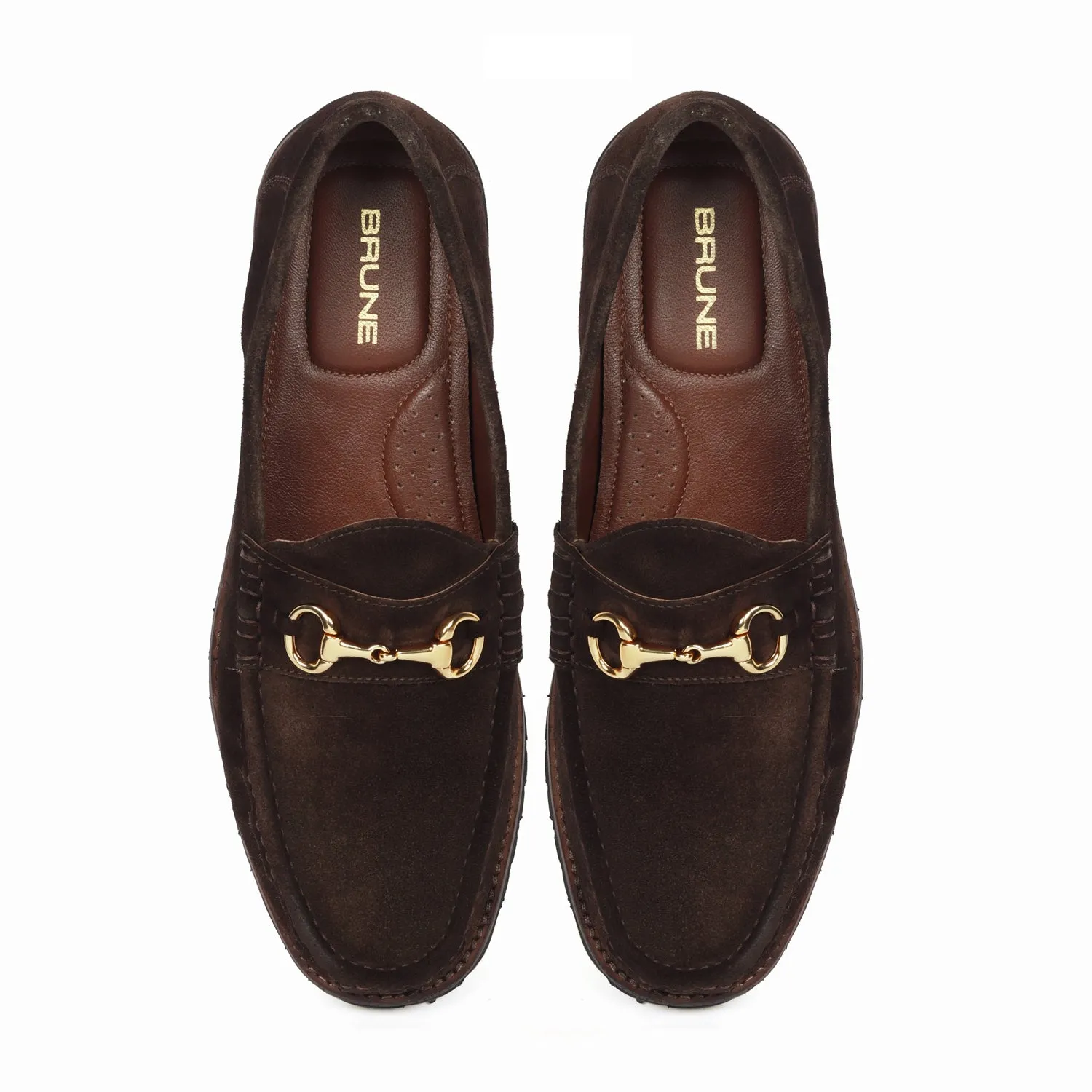 Dark Brown Chunky Sole in Suede Leather With Horse-bit Buckle