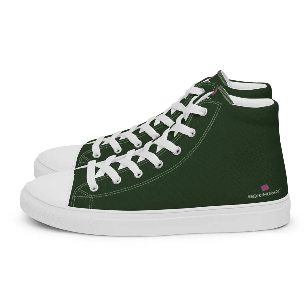 Dark Green Men's Sneakers, Modern Essential Solid Color Designer High Top Sneakers For Men