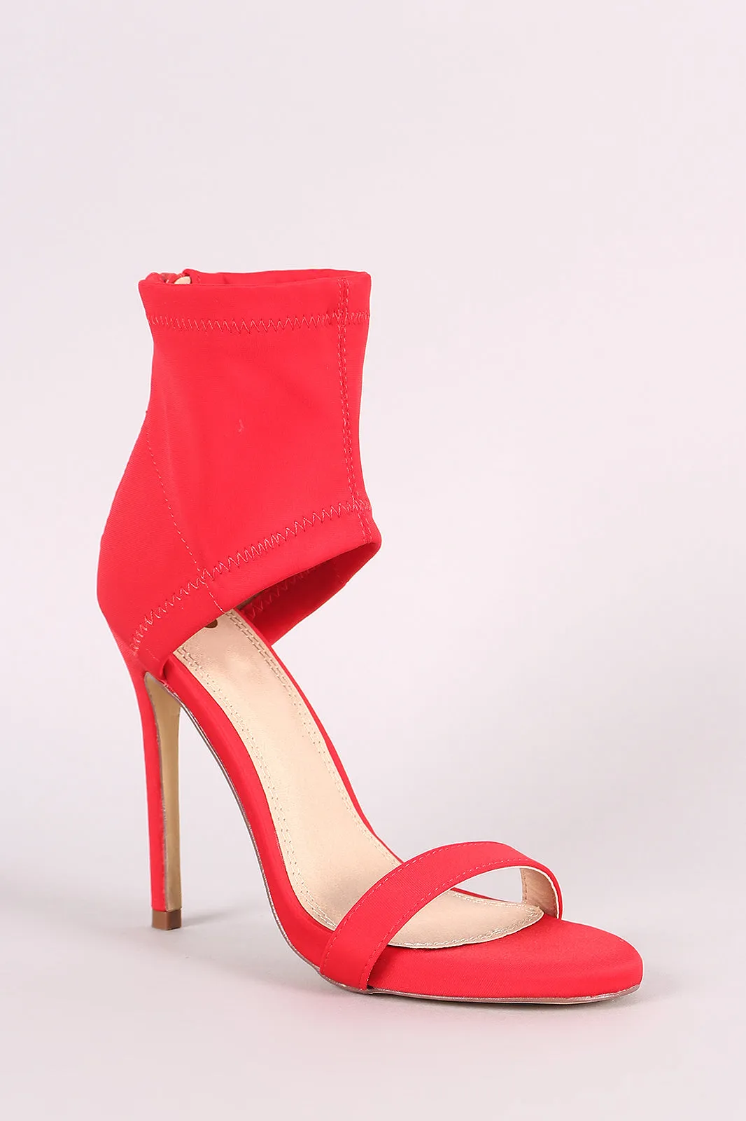 Elastane Ankle Cuff Open Toe Stiletto Heel