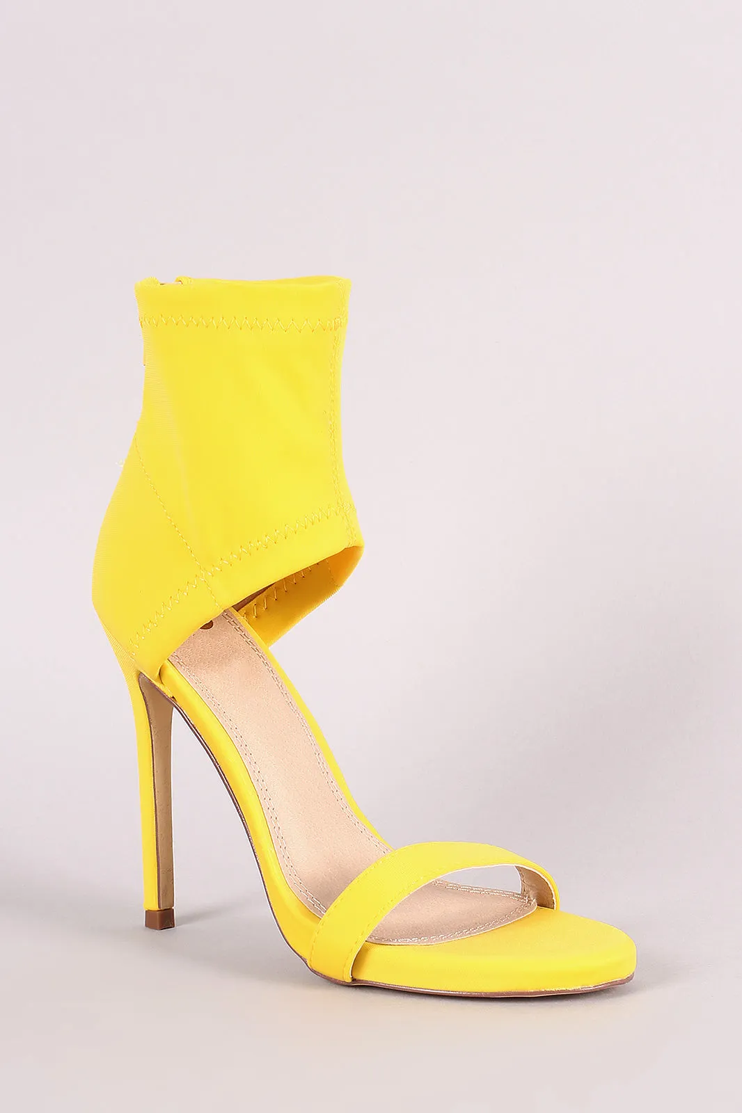 Elastane Ankle Cuff Open Toe Stiletto Heel