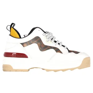 Fendi Logo Low-Top Sneakers in White Leather