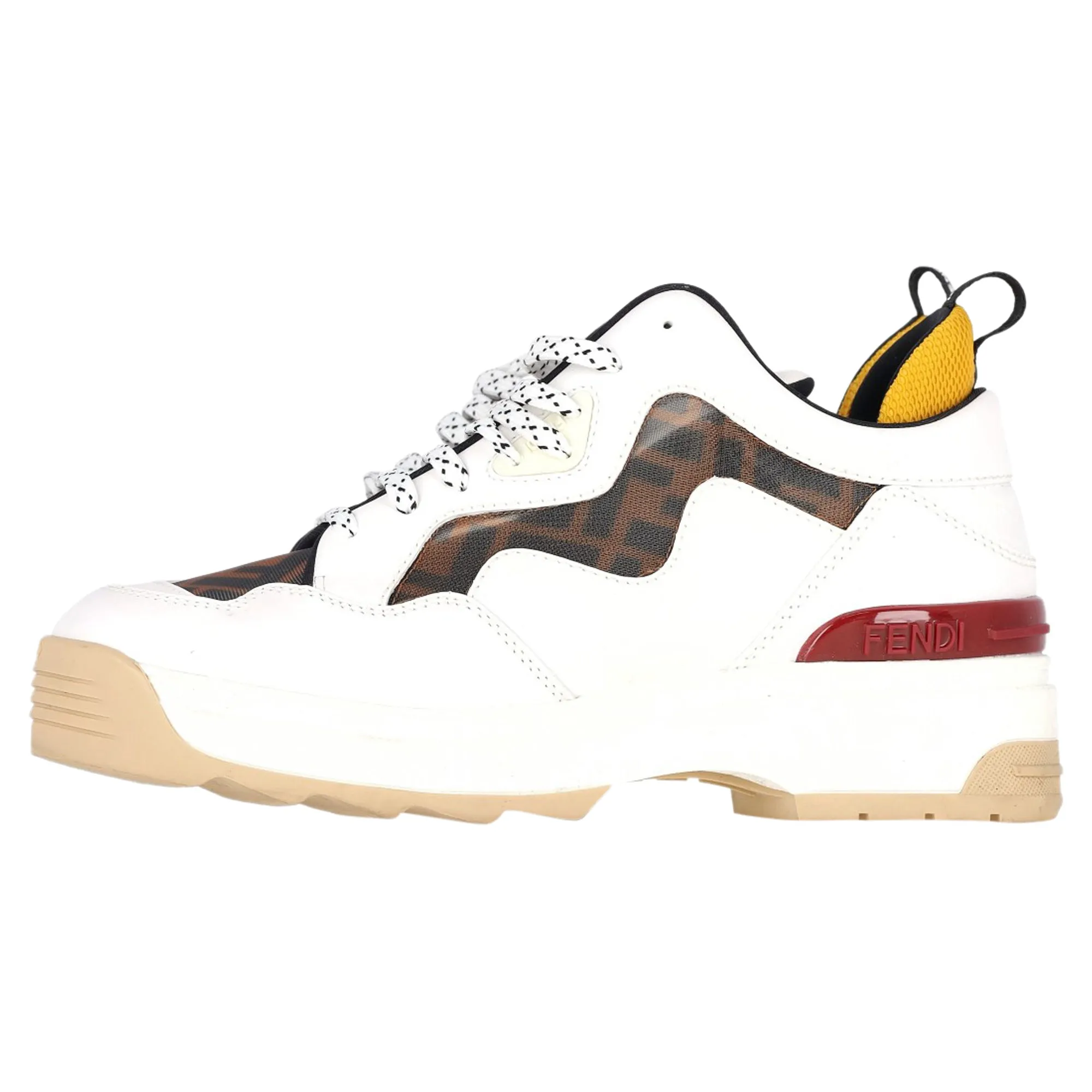 Fendi Logo Low-Top Sneakers in White Leather