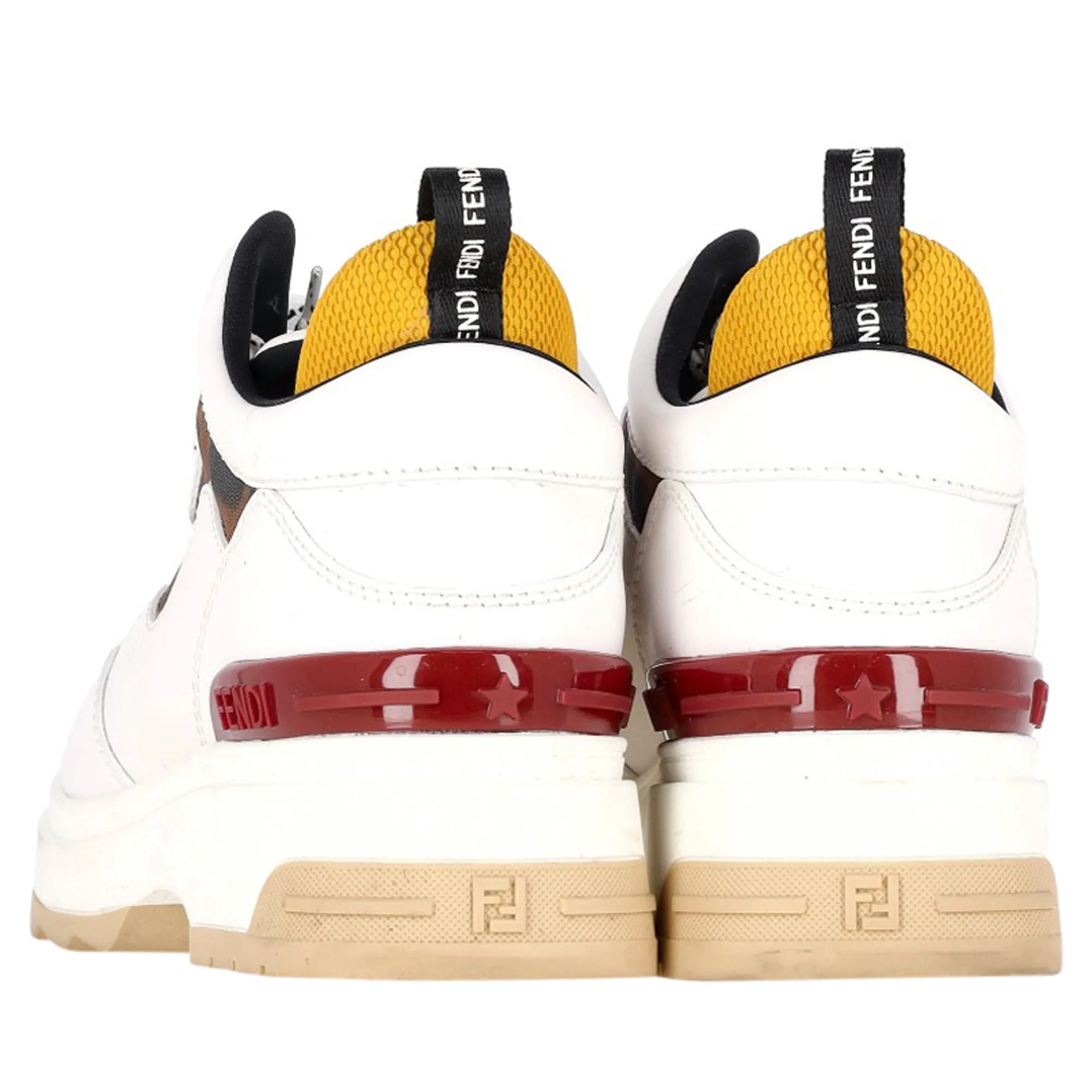 Fendi Logo Low-Top Sneakers in White Leather