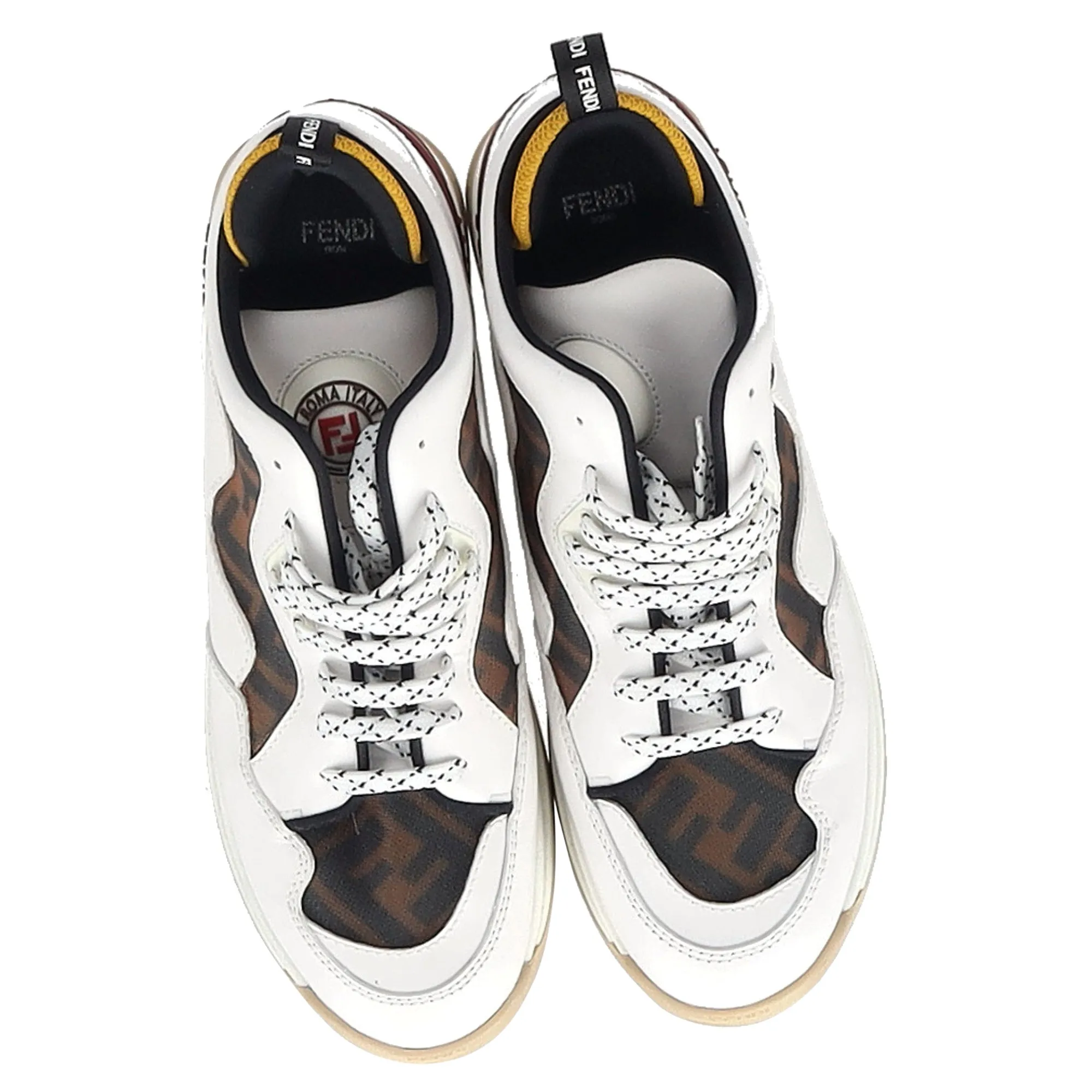 Fendi Logo Low-Top Sneakers in White Leather