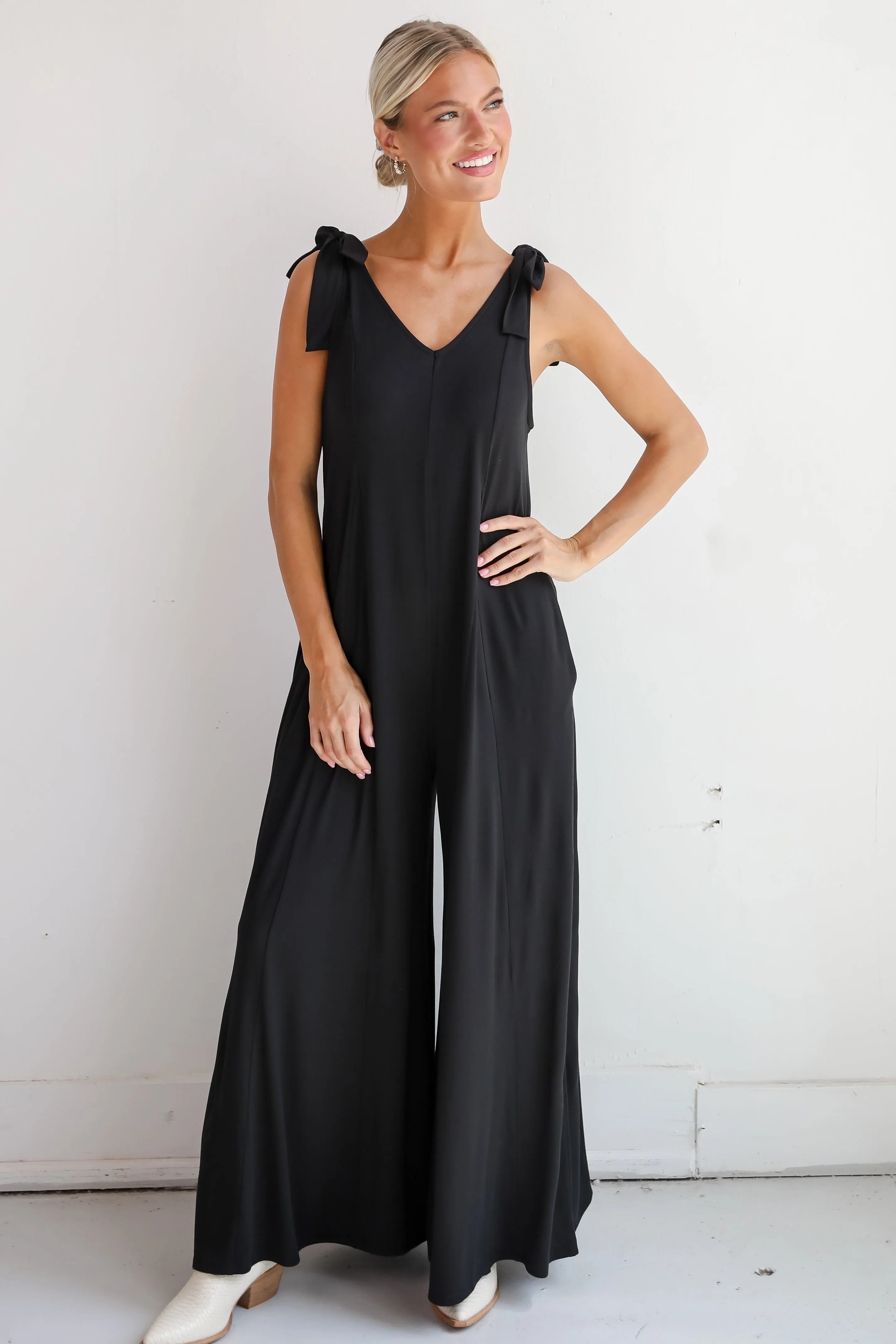 FINAL SALE - Stylish Decision Black Wide Leg Jumpsuit