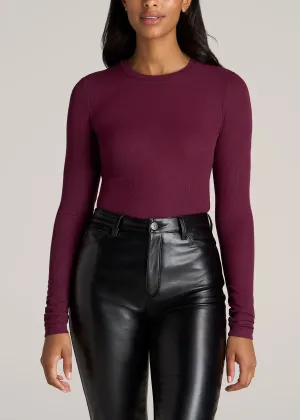 FITTED Ribbed Long Sleeve Tee in Elderberry - Tall Women's Shirts