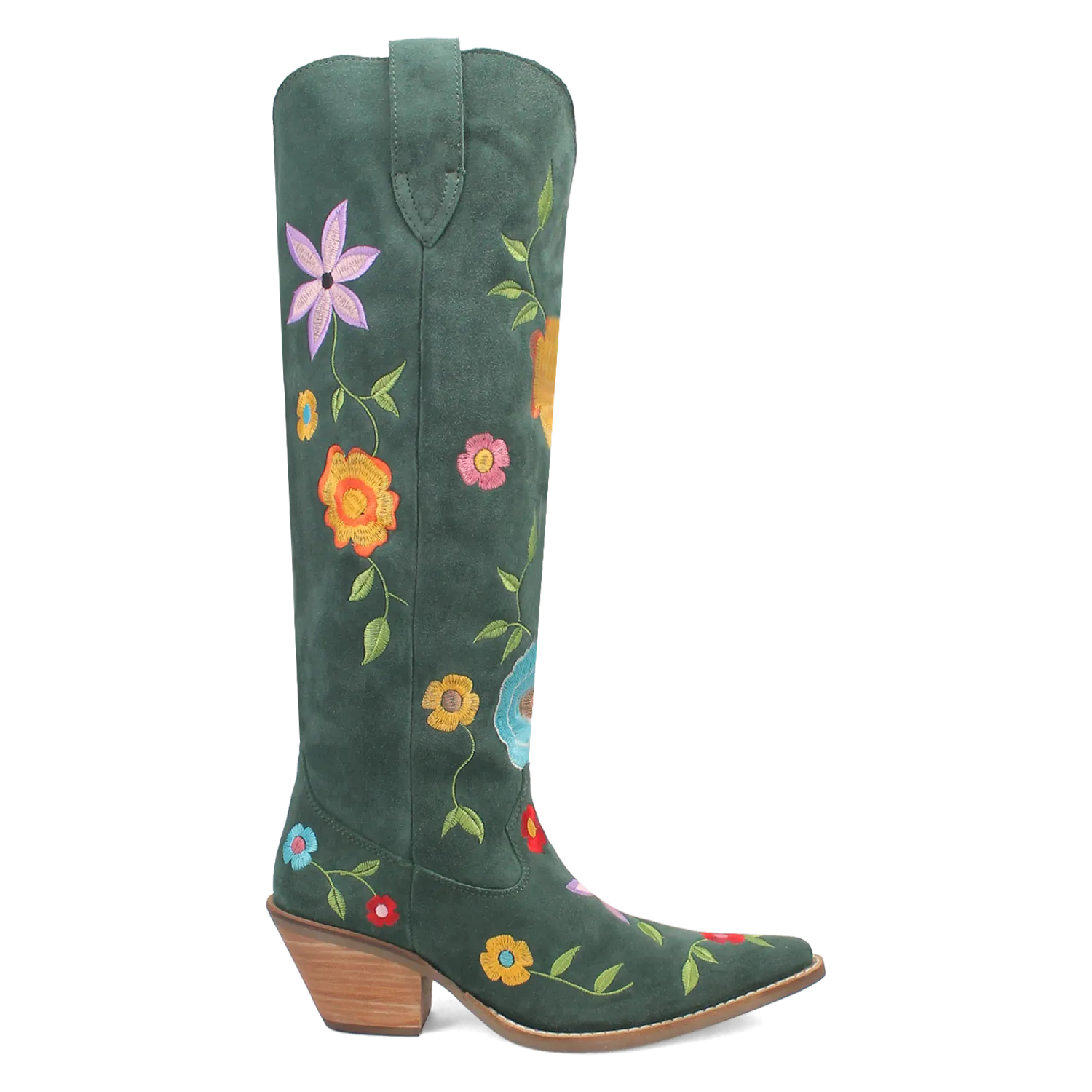 Flower Power Green Suede & Floral Embroidered Boot (DS)