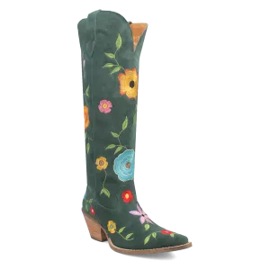 Flower Power Green Suede & Floral Embroidered Boot (DS)