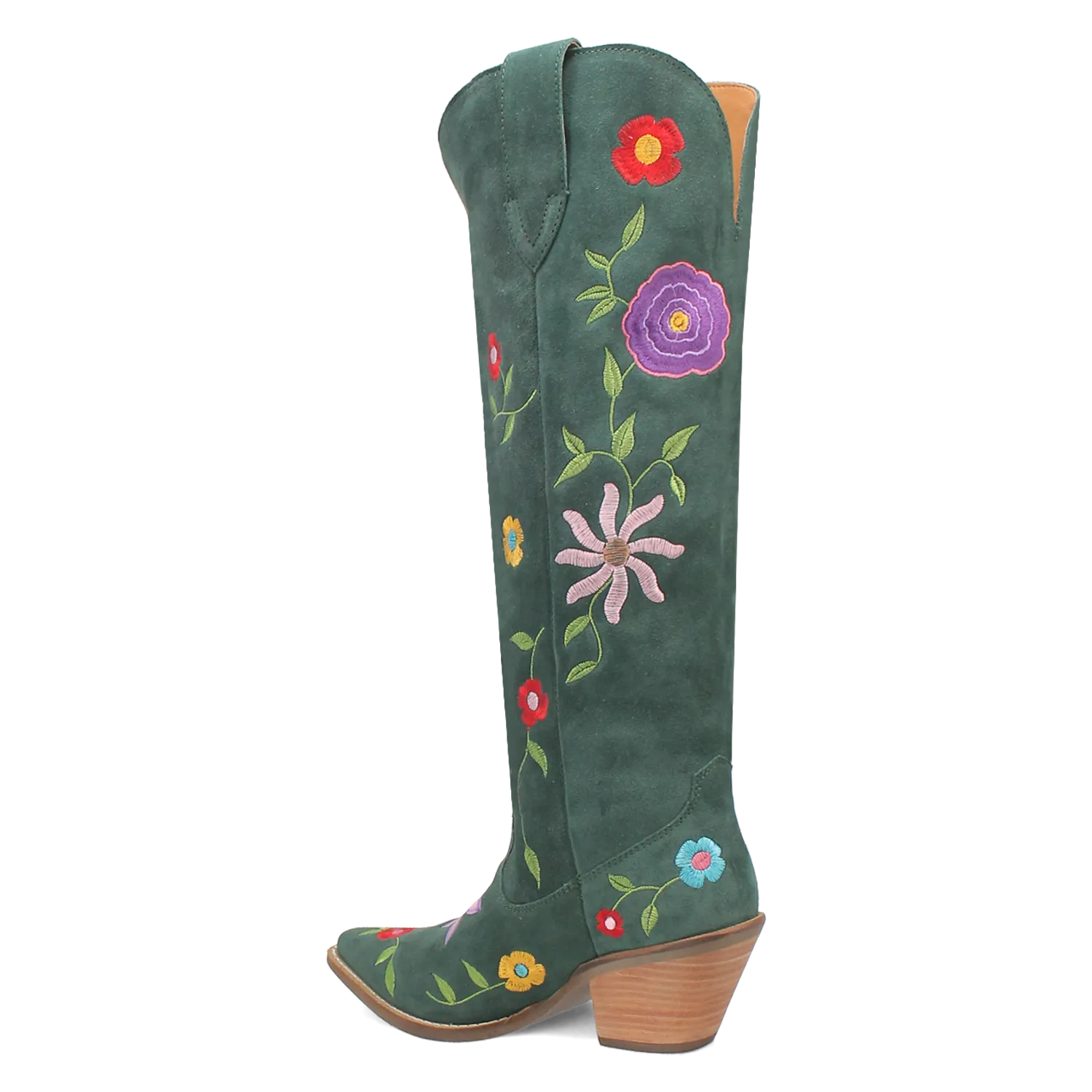 Flower Power Green Suede & Floral Embroidered Boot (DS)