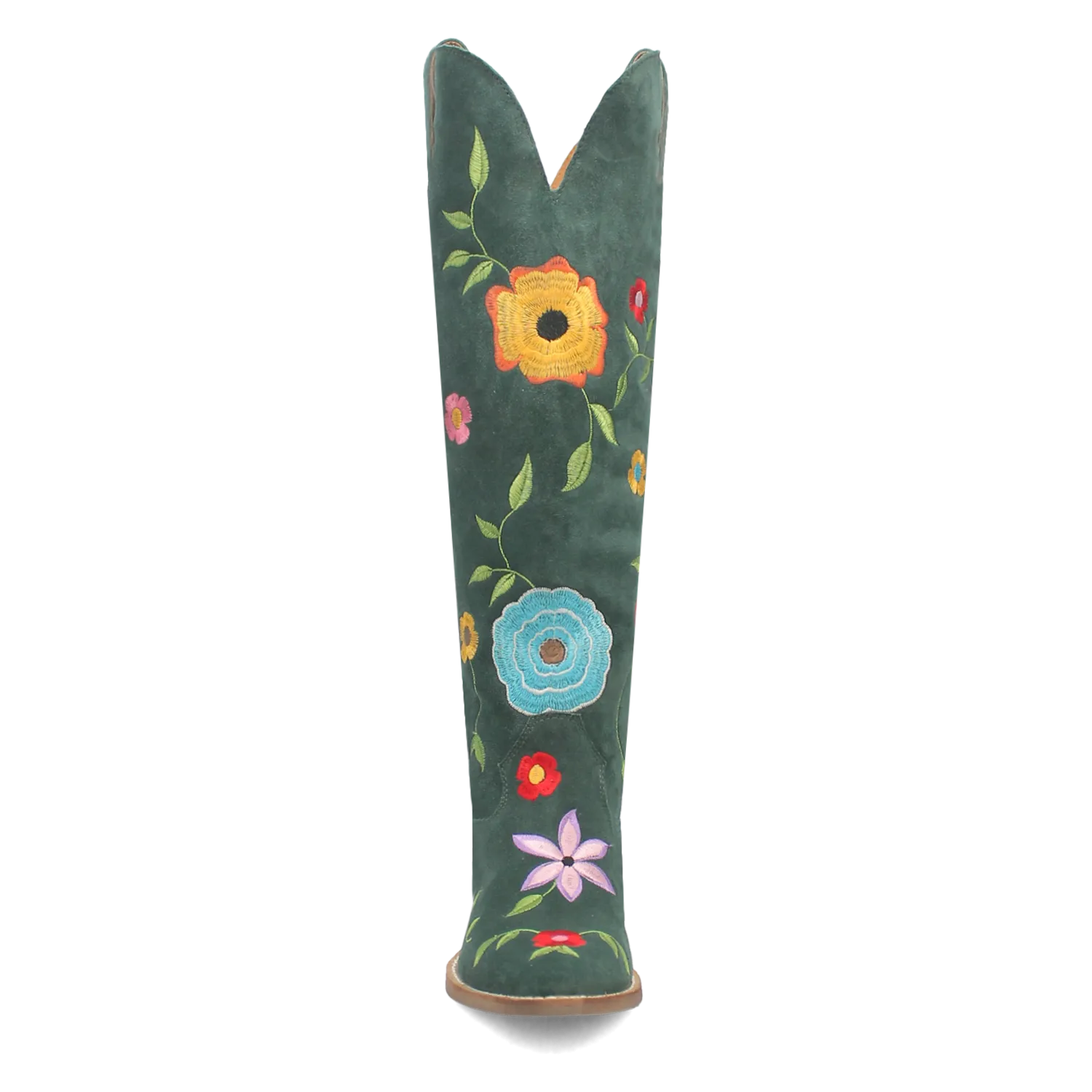 Flower Power Green Suede & Floral Embroidered Boot (DS)