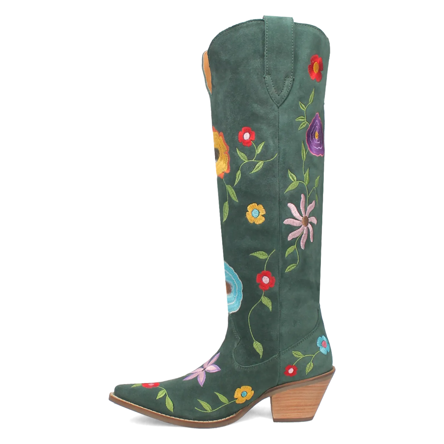 Flower Power Green Suede & Floral Embroidered Boot (DS)