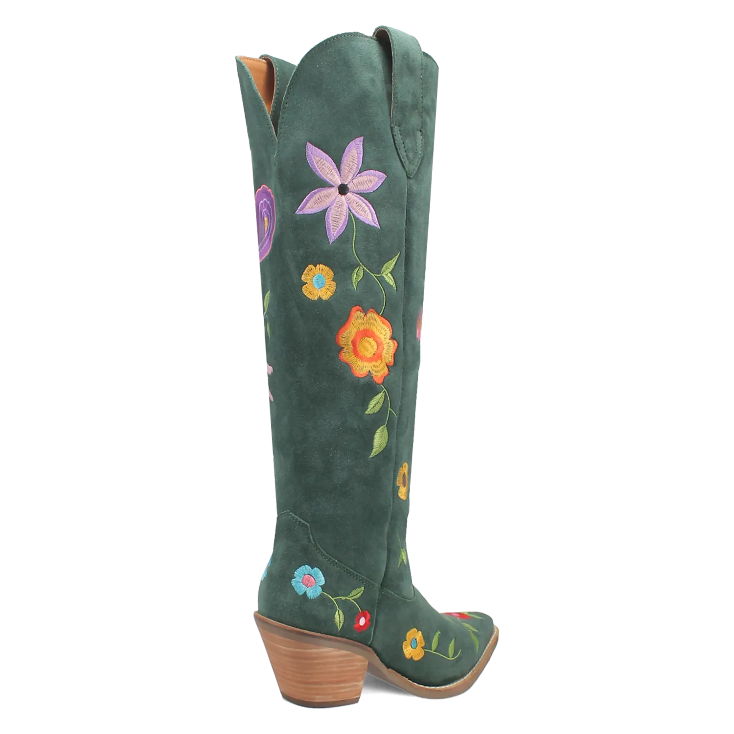 Flower Power Green Suede & Floral Embroidered Boot (DS)