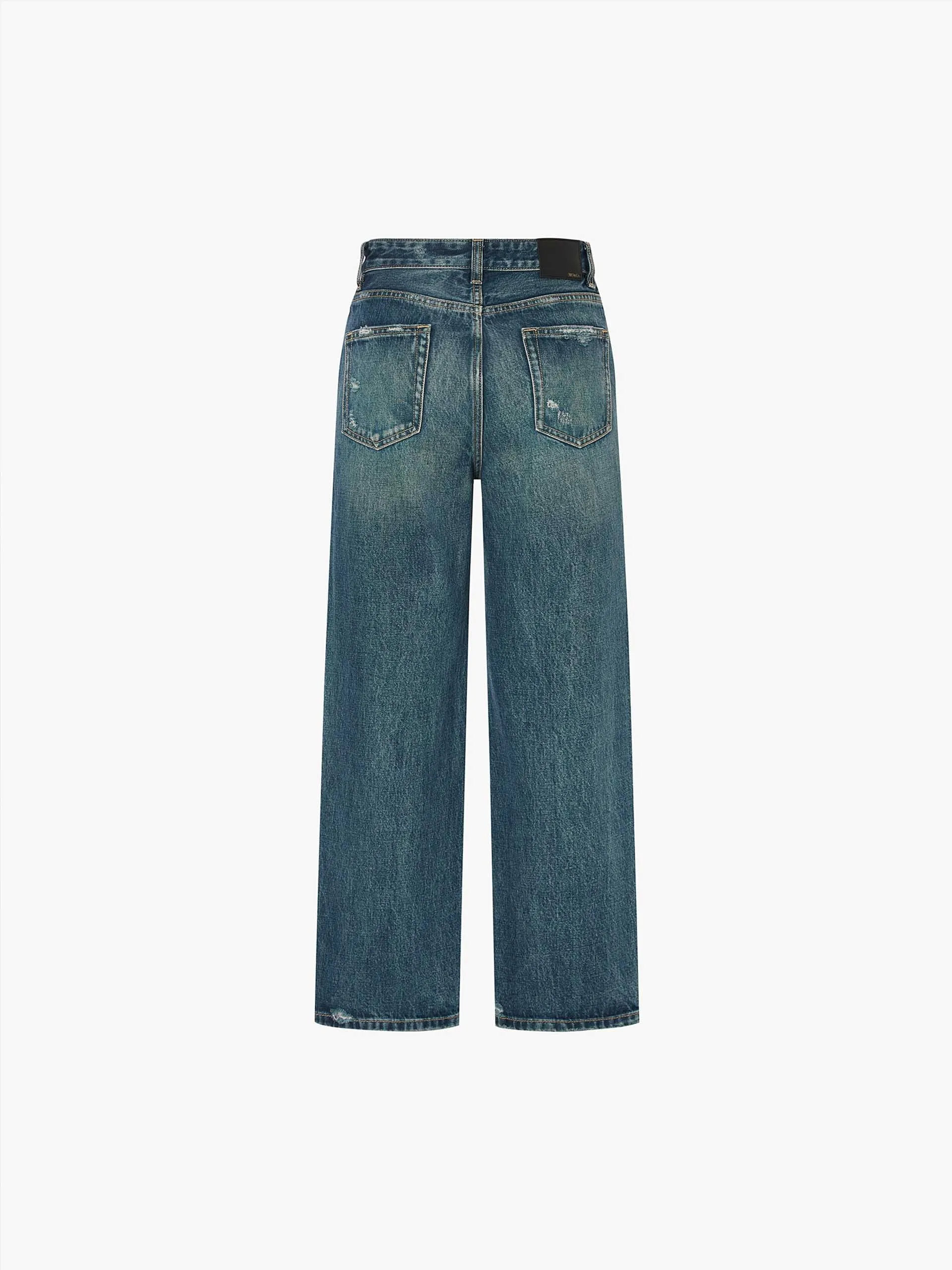 Frayed Detail Straight Jeans