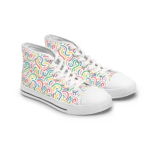 Fun Colorful Lines Women's High Top Sneakers