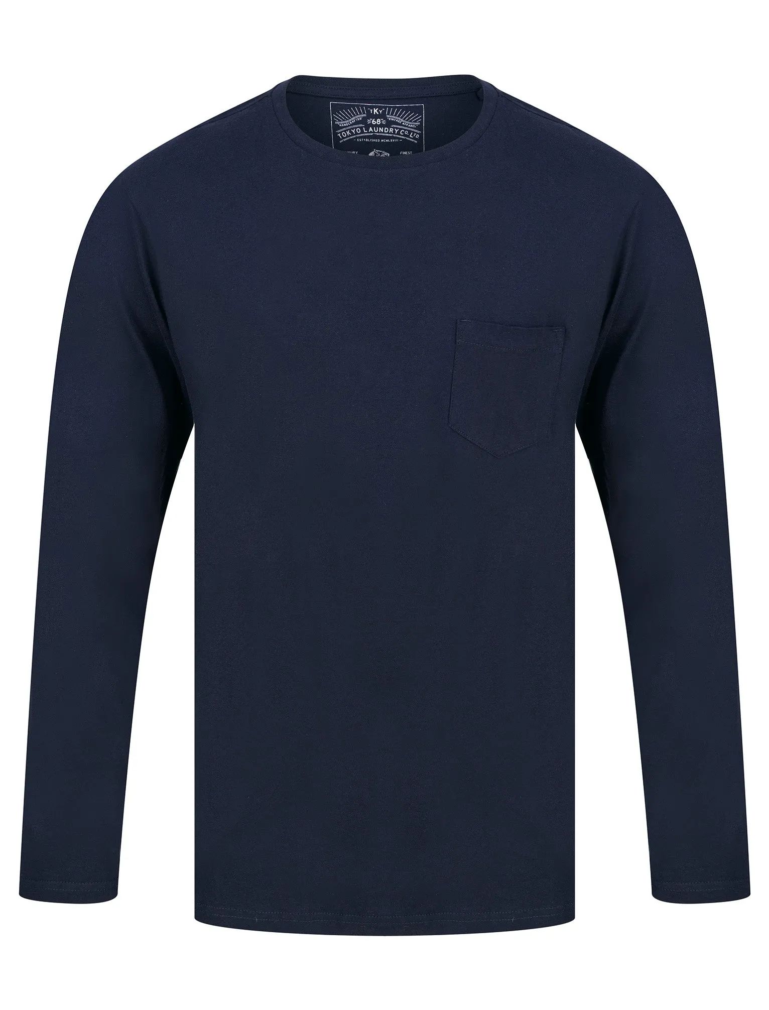 Glencoe 2pc Crew Neck Long Sleeve Cotton Checked Lounge Set in Sky Captain Navy - Tokyo Laundry