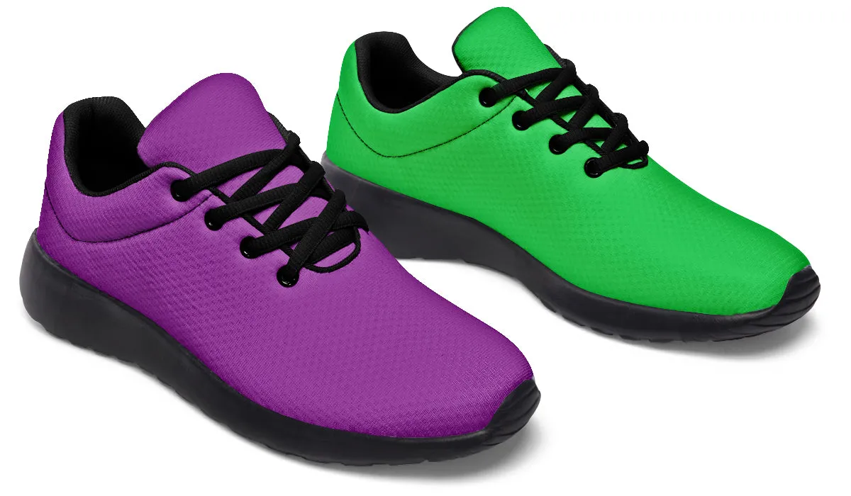 Green And Purple Mismatch Sneakers