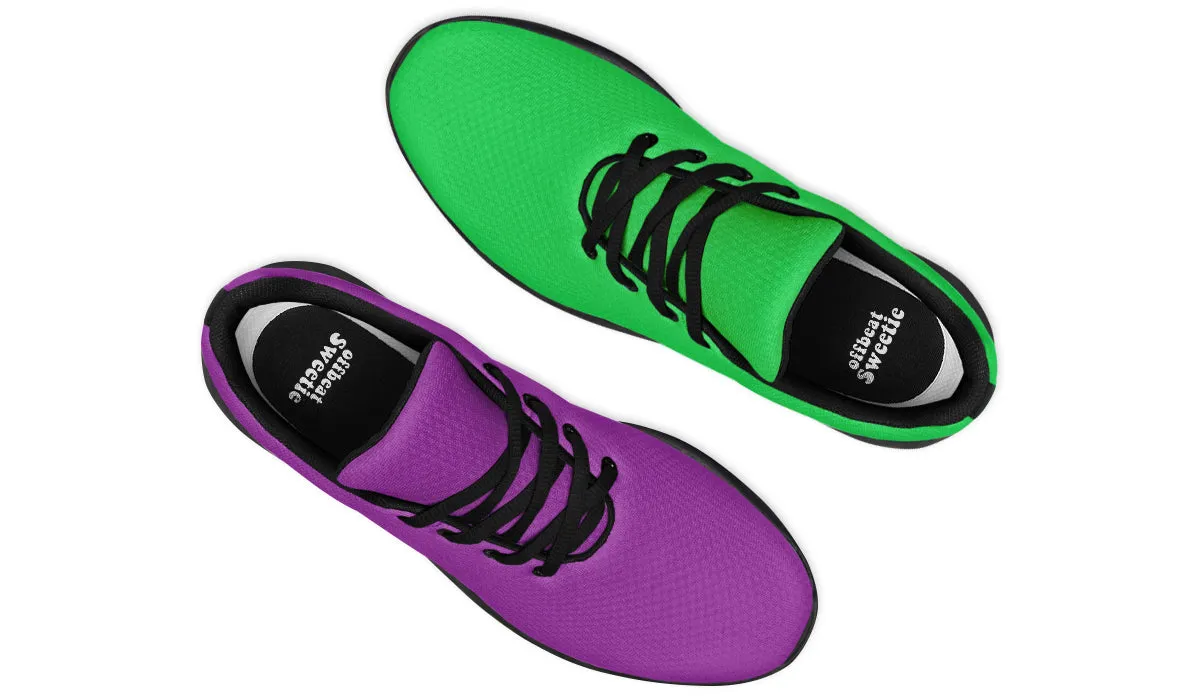 Green And Purple Mismatch Sneakers