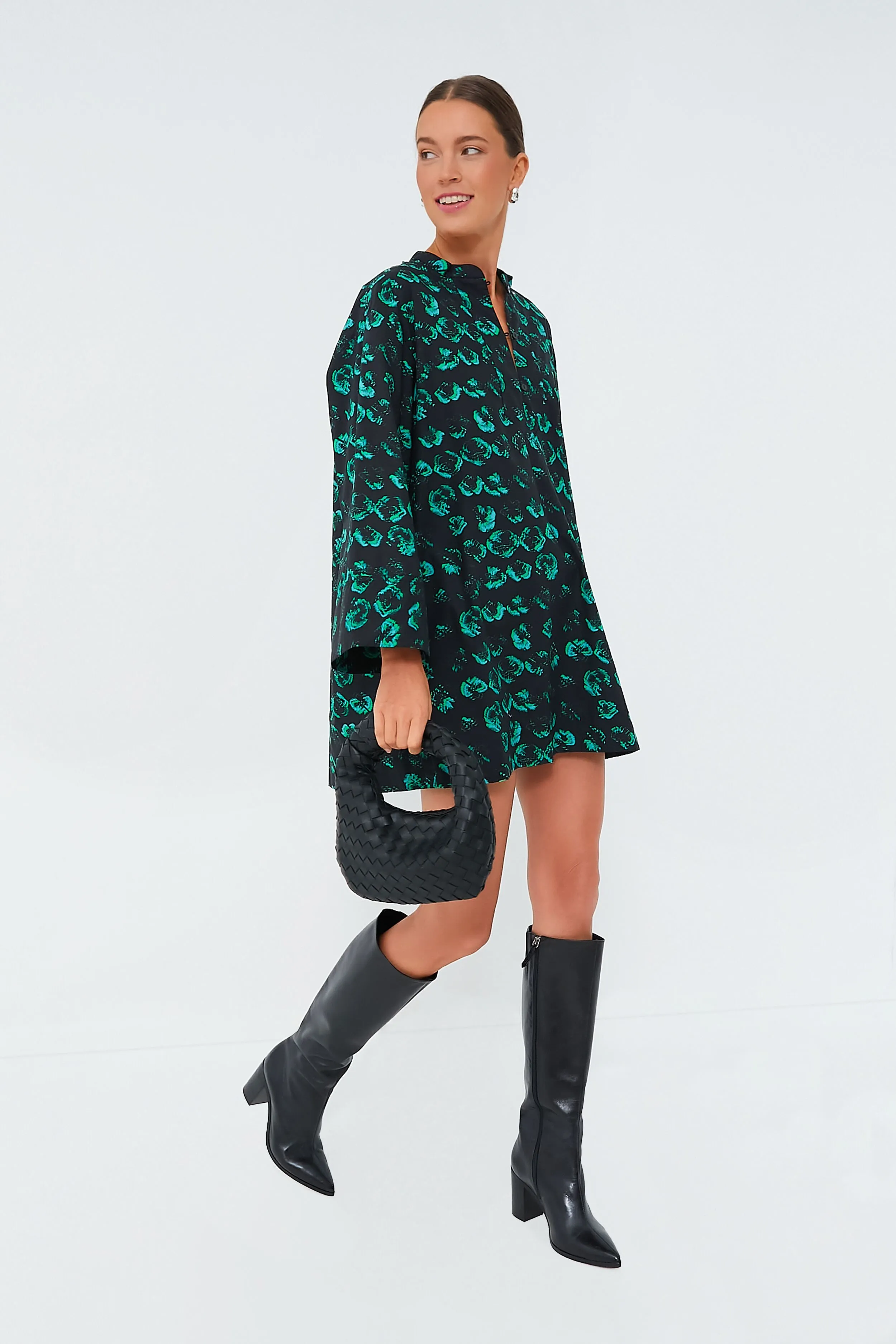 Green Distorted Pansy Abi Dress