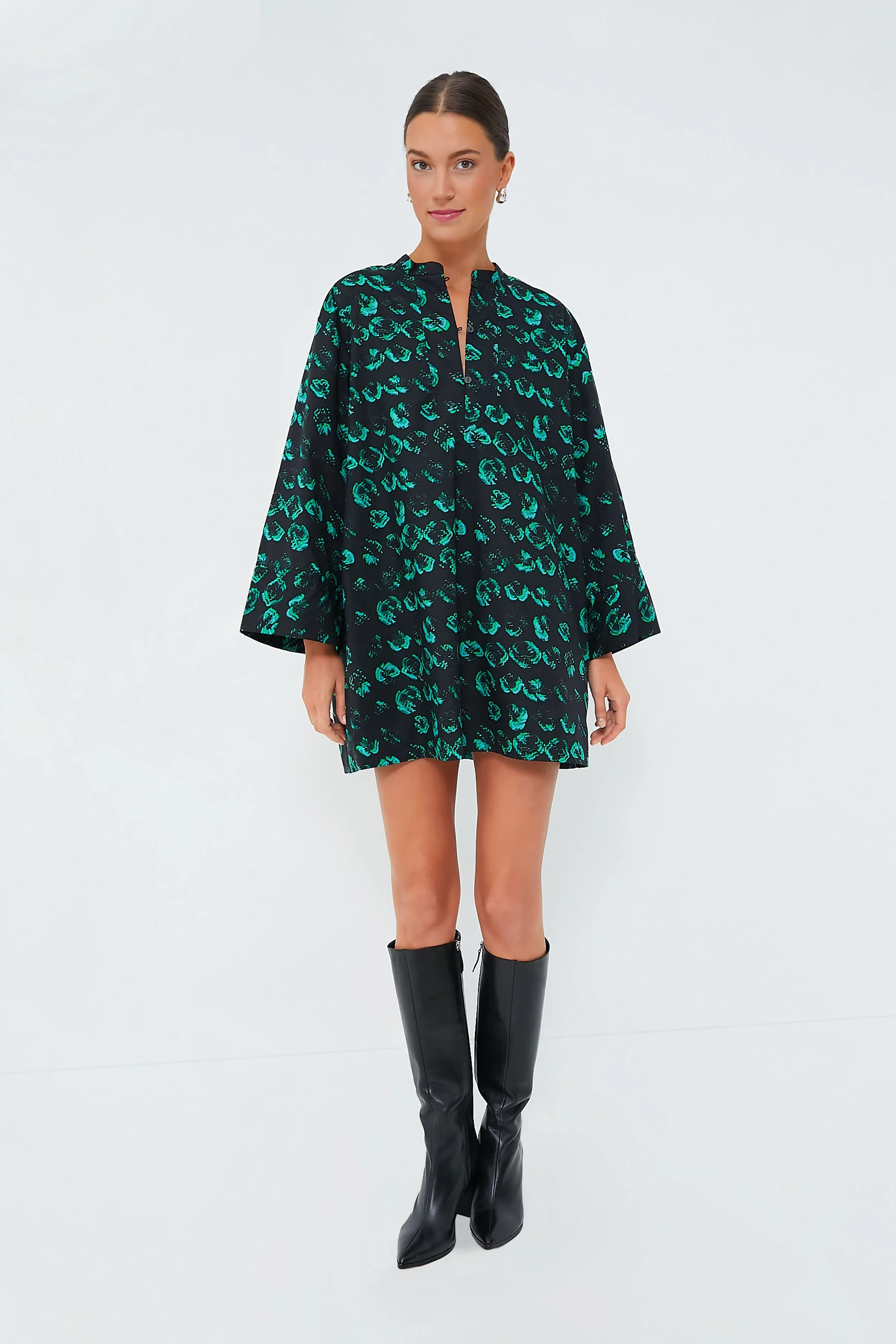 Green Distorted Pansy Abi Dress